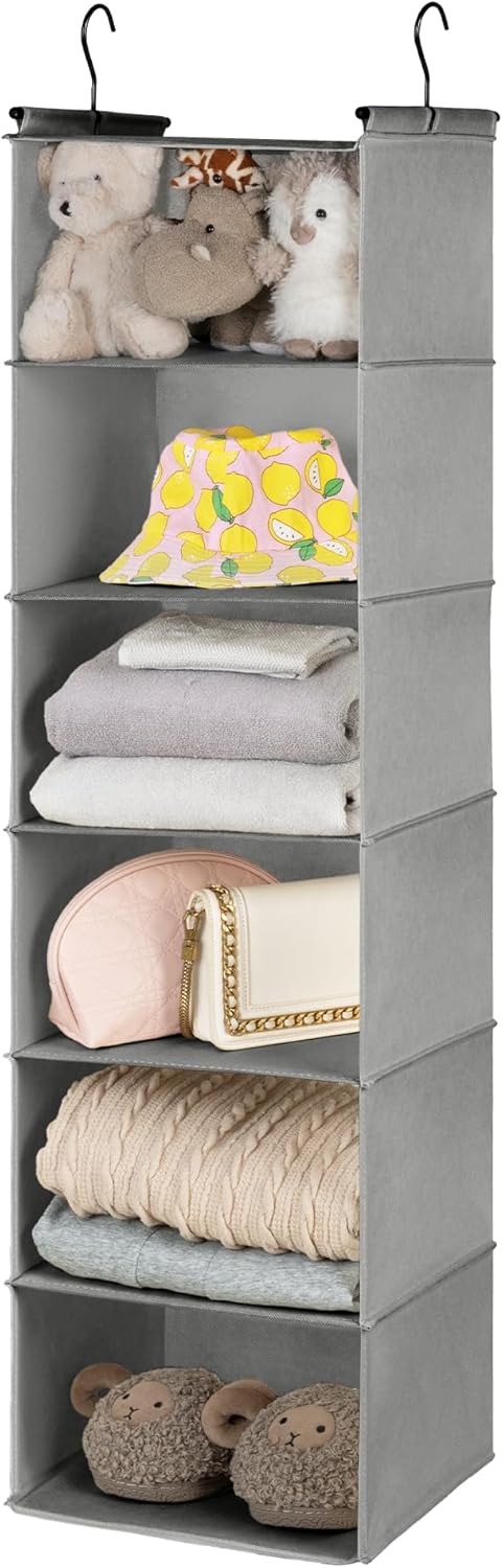 GRANNY SAYS 3-Shelf Hanging Closet Organizer and Storage, Collapsible Hanging Closet Shelves, Hanging Organizer for Closet & RV, Gray, 29 ½" H X 12" W X 12" D, 1-Pack
