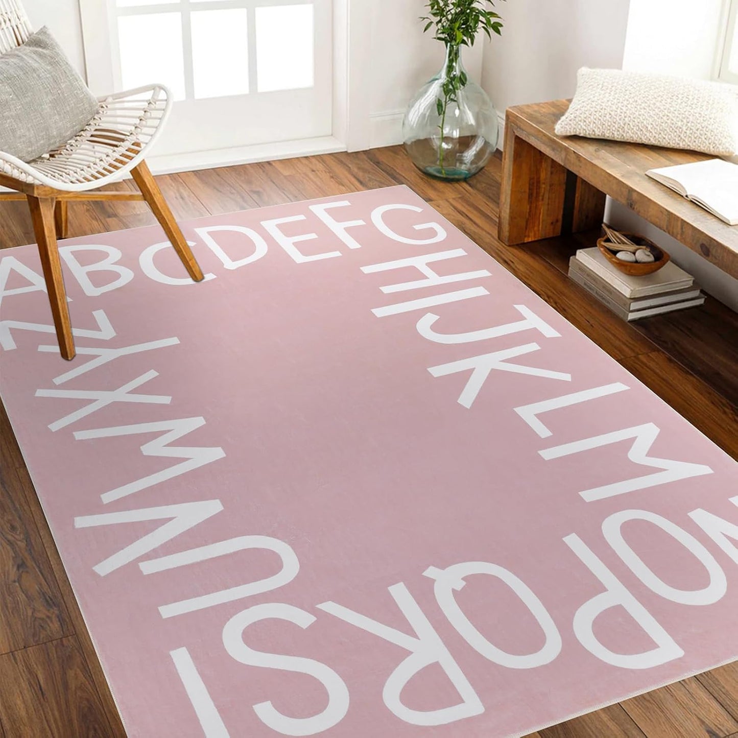 Topotdor Rainbow Round Kids Play Rug Alphabet Nursery Area Rug Extra Large Soft Crawling Play Mat for Children Toddlers Bedroom (40 inch, Multi Color)