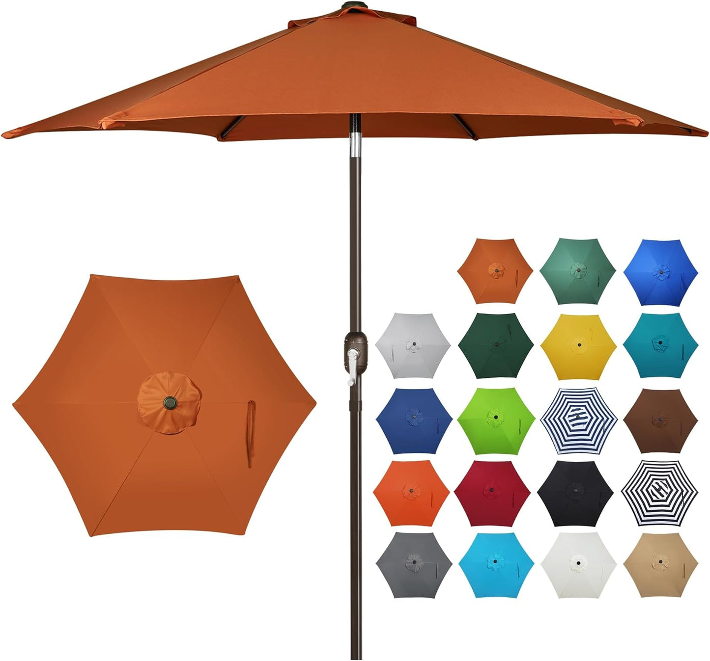 Blissun 7.5 ft Patio Umbrella, Yard Umbrella, Outdoor Market Umbrella with Push Button Tilt Crank (Blue&White)