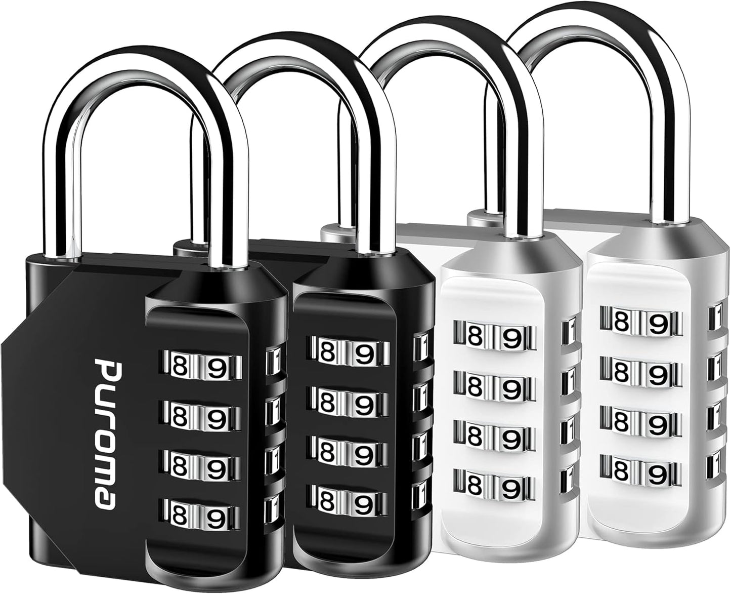 Puroma 2 Pack Combination Lock for Locker 4 Digit Outdoor Waterproof Padlock for School, Gym, Sports, Fence, Toolbox, Gate, Case, Outdoor, Hasp Storage (Black)