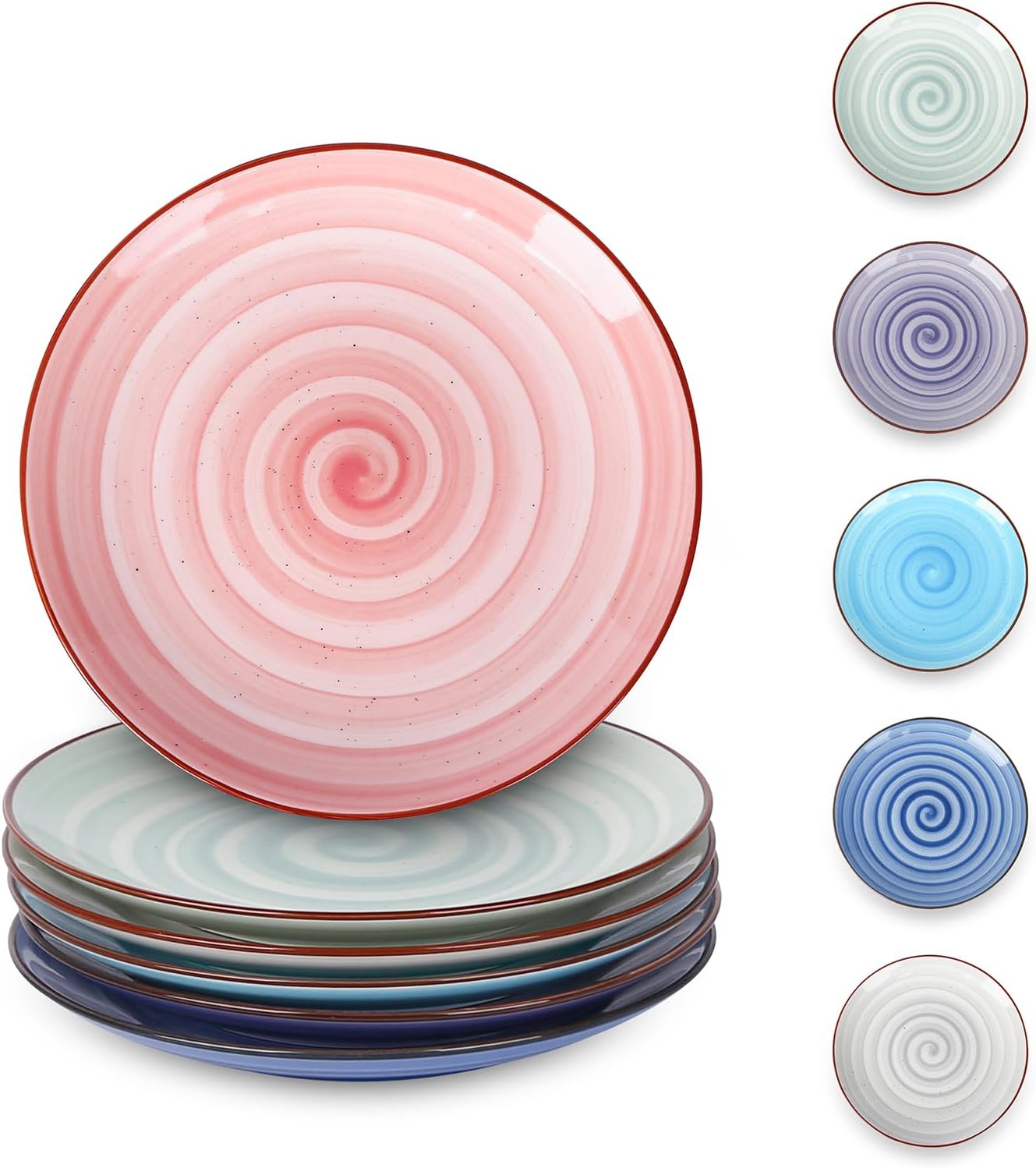 Selamica Ceramic Dessert Plates Set of 6,6 Inch Appetizer Plate for Kitchen for Cake Snacks Side Dish, Microwave Dishwasher Safe, Gradient Blue