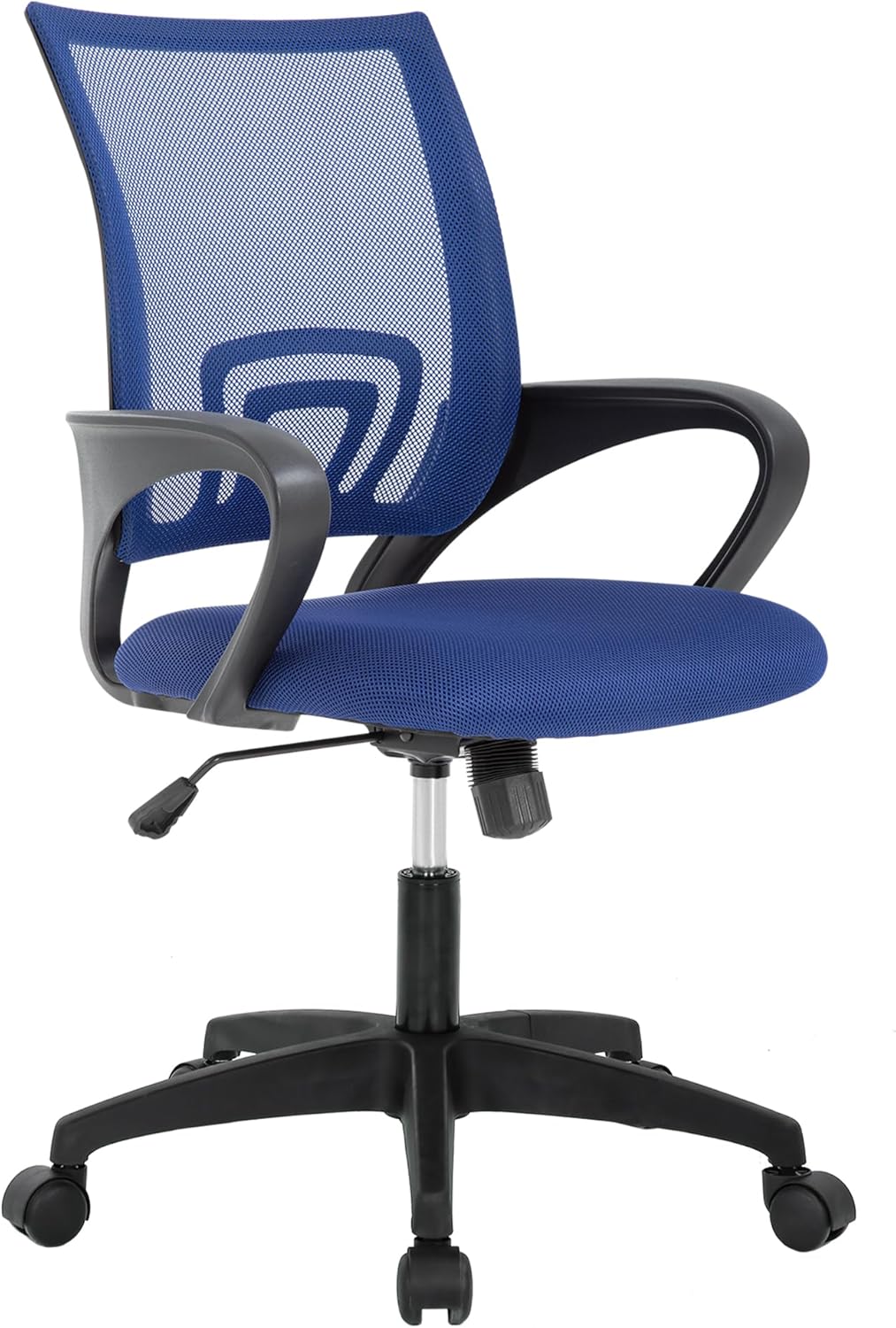 BestOffice | Ergonomic Office Chair | Mid-Back Swivel Desk Chair | Breathable Backrest & Lumbar Support | Adjustable Height | Sponge Seat | Rolling Wheels | Black | for Adults & Women