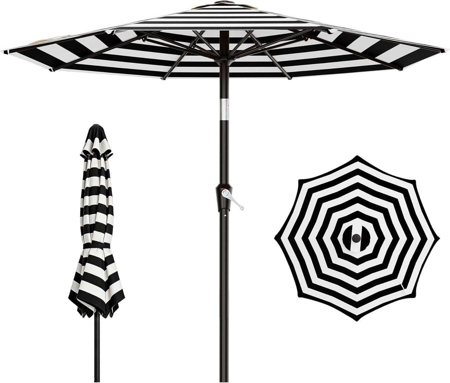 AreShark 9 FT Patio Umbrella for Outdoor, Outdoor Umbrella with Push Button Tilt and Crank, Outdoor Patio Umbrellas with 8 Sturdy Ribs for Market, Garden, Deck, Backyard, Pool (Navy)