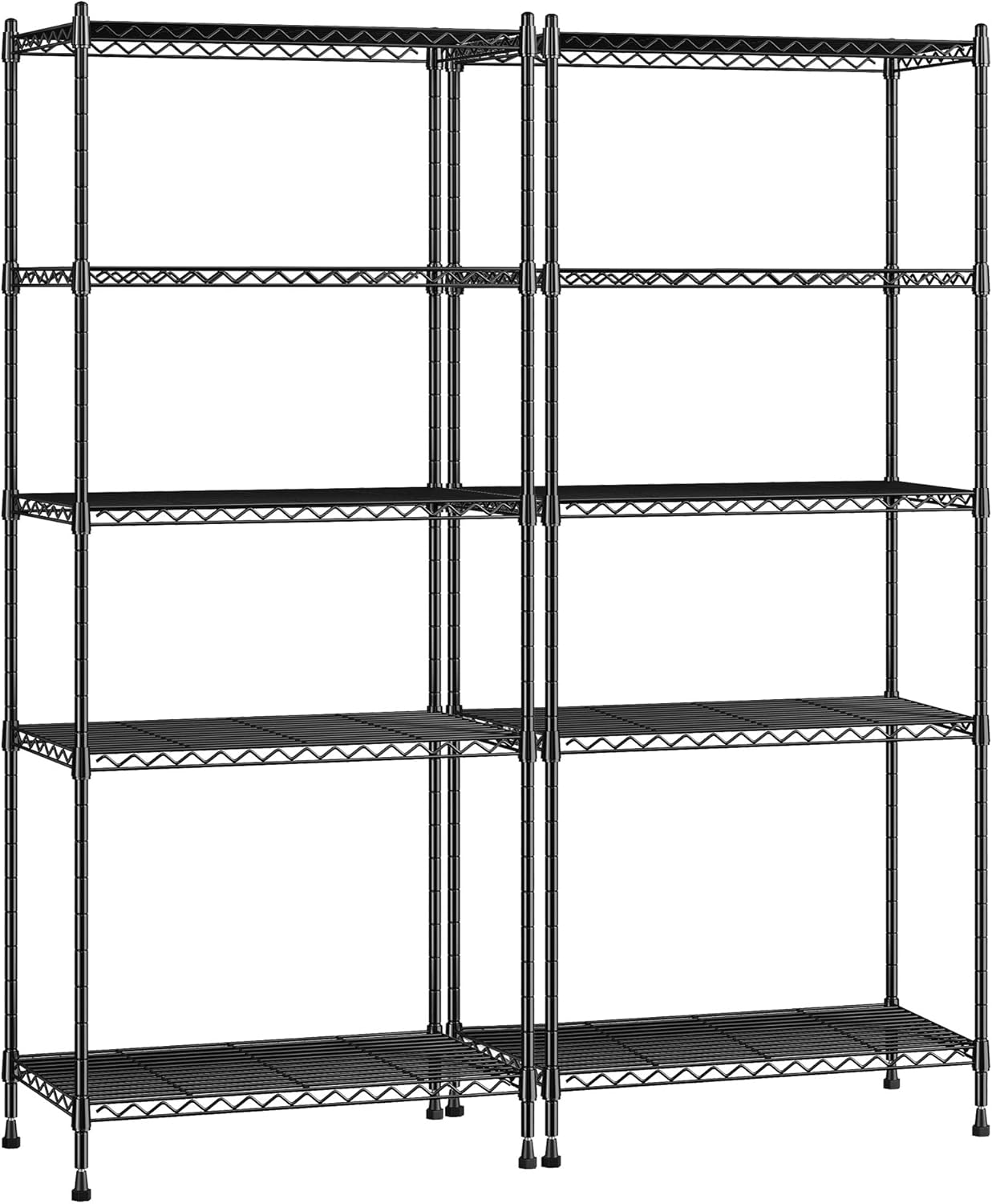 5 Tier Storage Shelves 71"H Wire Shelving Adjustable Metal Shelving,1000LBS Pantry Shelves Sturdy Steel Wire Shelf for Kitchen Commercial Pantry Garage Warehouse ,71"H X35.5"W X13.8"D, Black