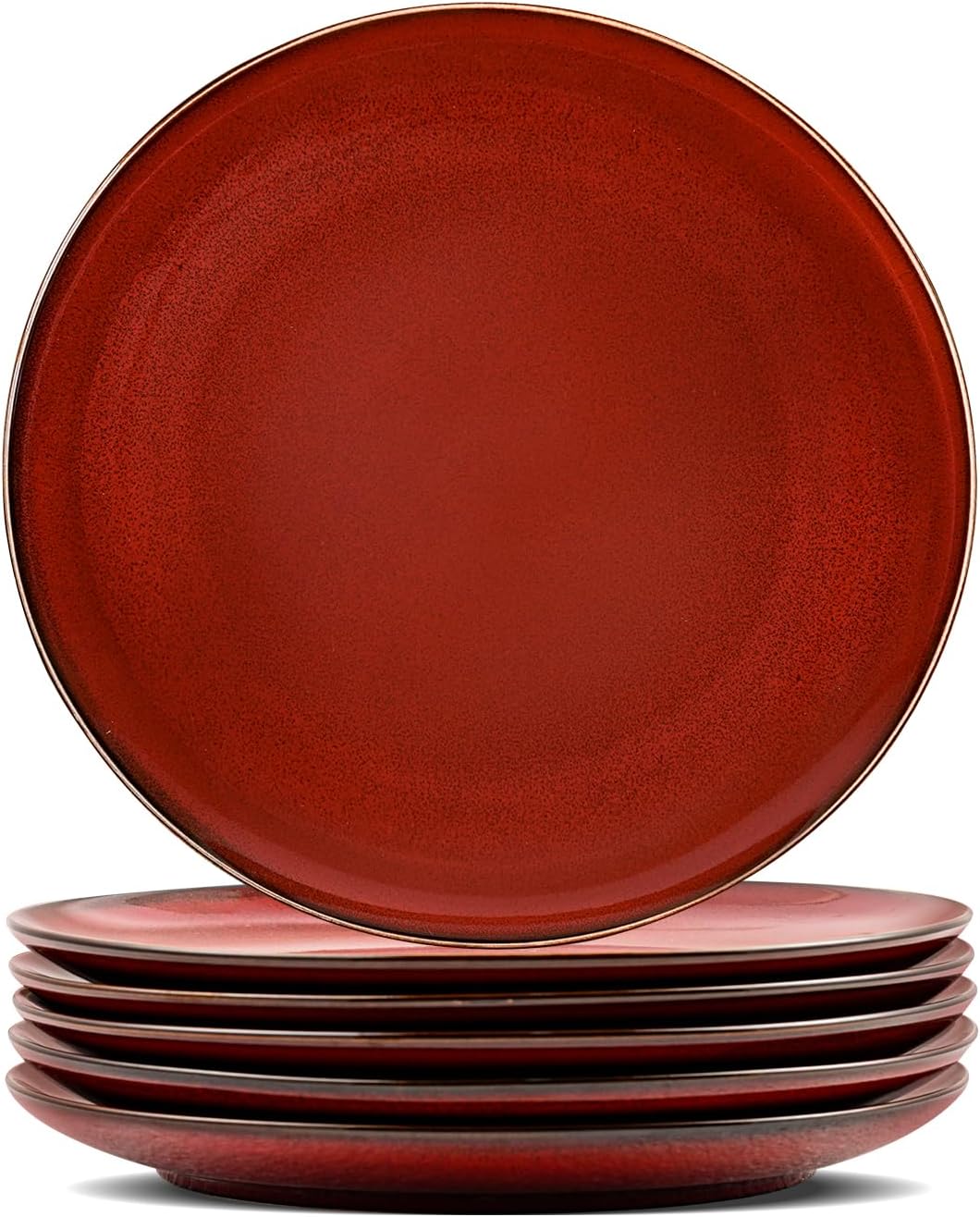 vicrays Ceramic Dessert Salad Plates, 8 Inch, Set of 6, Round, Microwave, Oven, and Dishwasher Safe, Scratch Resistant, Porcelain Fluted Suitable for Snacks, Appetizer, Home, Restaurant (Blue)