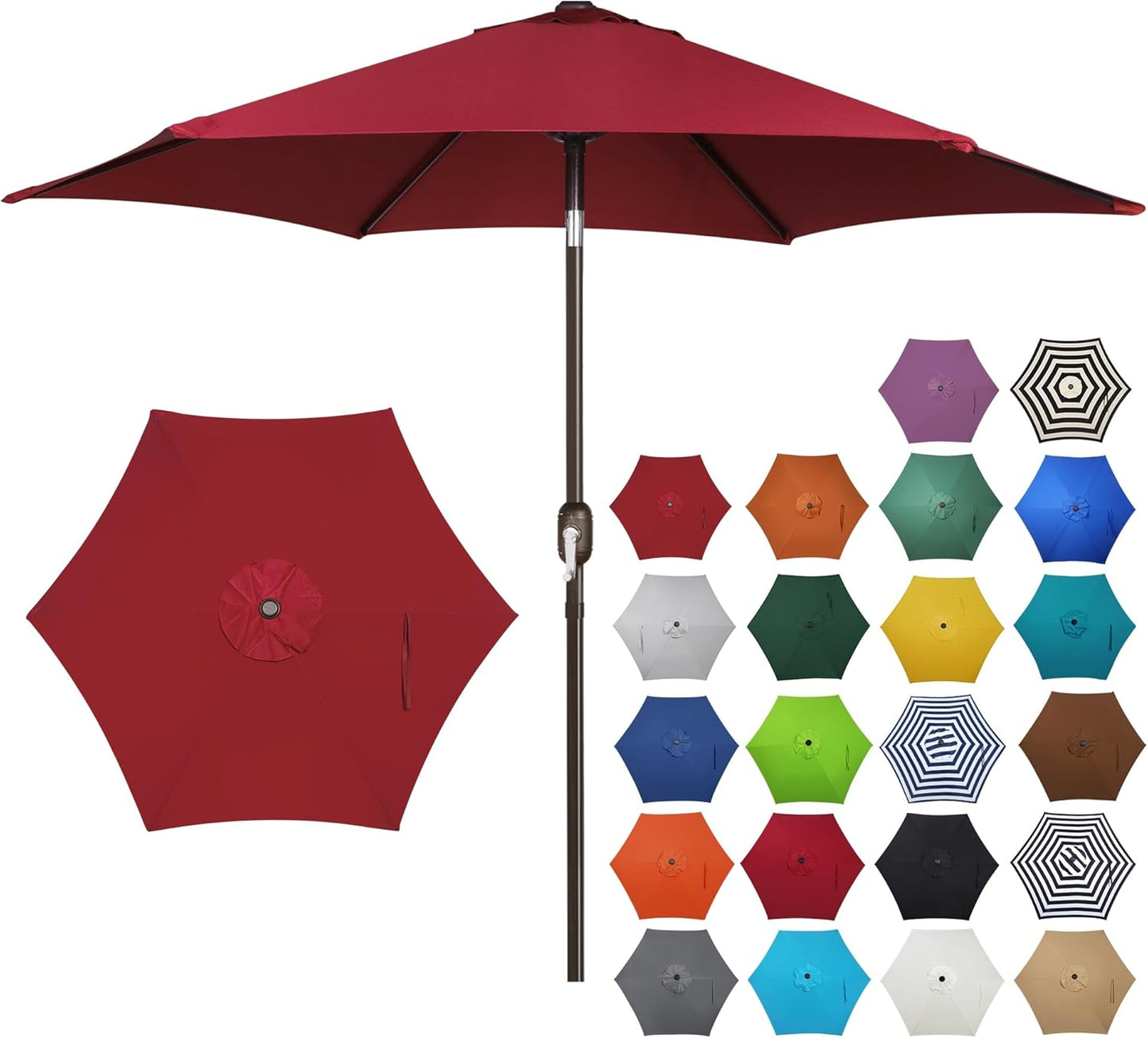 Blissun 7.5 ft Patio Umbrella, Yard Umbrella, Outdoor Market Umbrella with Push Button Tilt Crank (Blue&White)