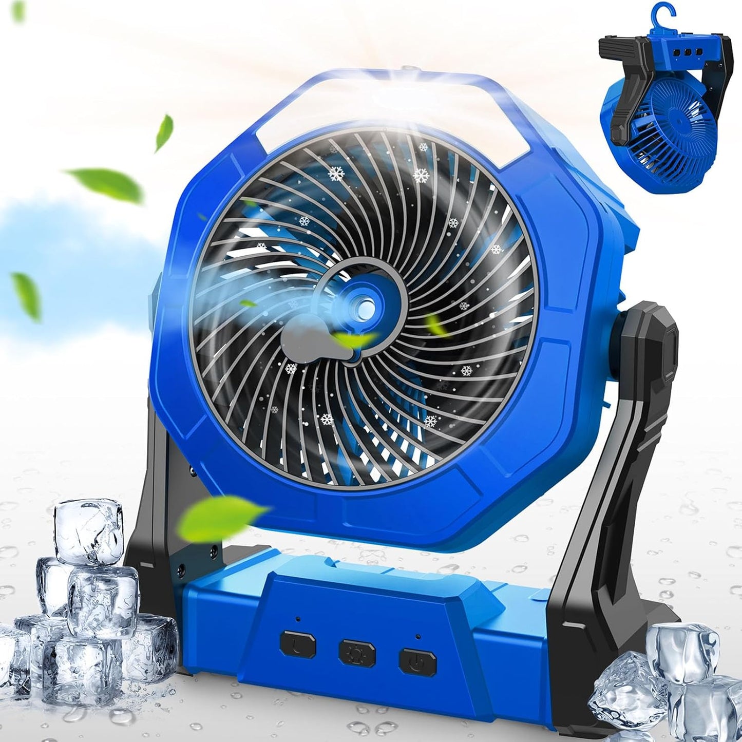 Ausic Portable Misting Camping Fans, [Max 35H Runtime] Outdoor Cooling Fan for Patios, 8 Inch Battery Operated Rechargeable Fans, Water Spray Fan with LED Light, Travel Beach Camp Essential