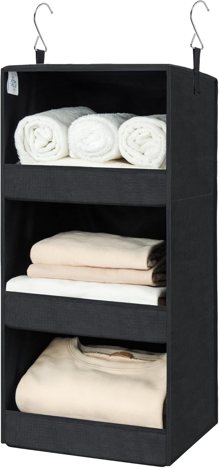 GRANNY SAYS 3-Shelf Hanging Closet Organizer and Storage, Collapsible Hanging Closet Shelves, Hanging Organizer for Closet & RV, Gray, 29 ½" H X 12" W X 12" D, 1-Pack