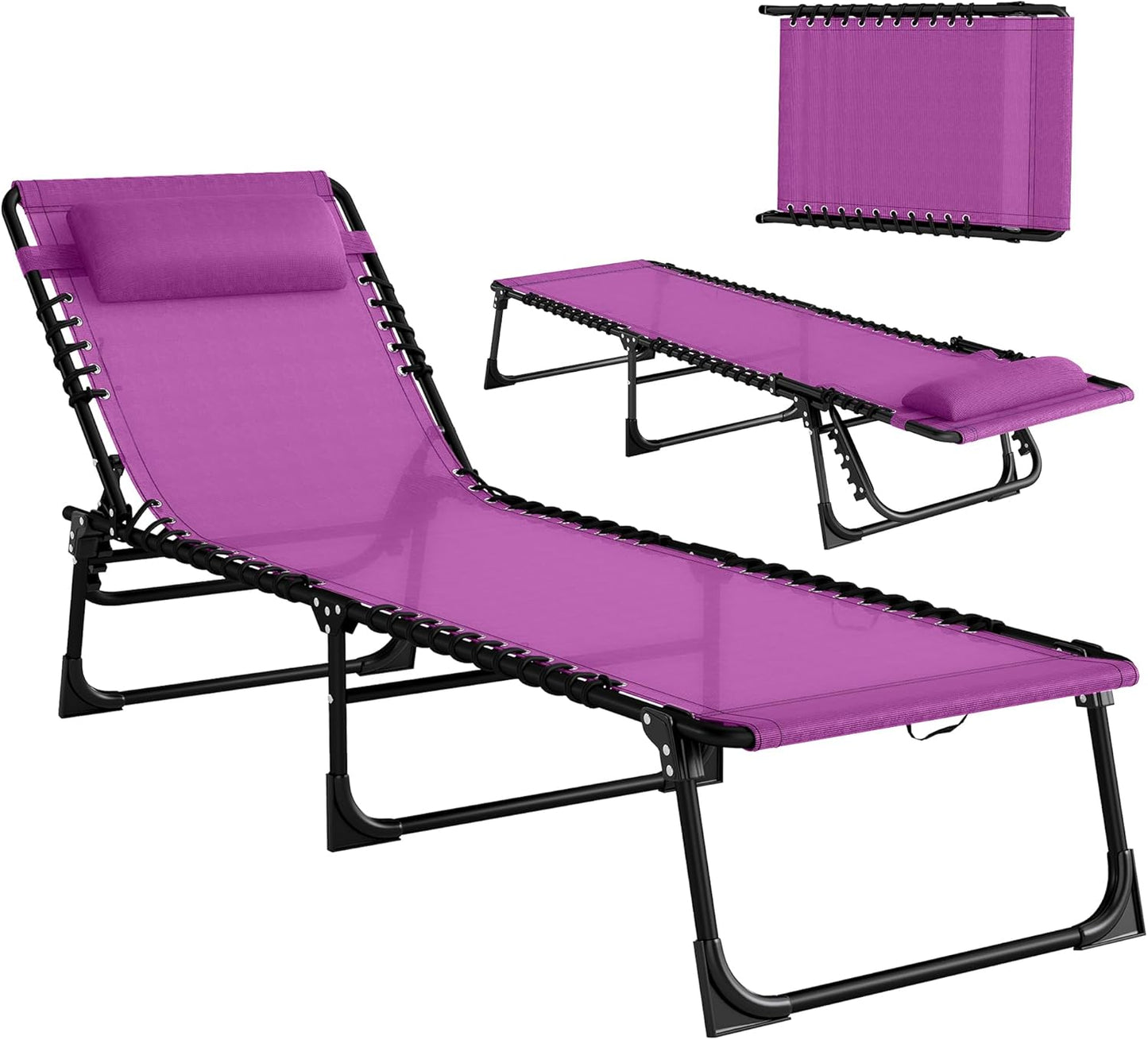 Outsunny Folding Chaise Lounge Chair, Patio Sun Tanning Chair, Outdoor Chaise Lounger with 4-Position Reclining Back, Breathable Mesh Seat for Beach, Poolside, Yard, Rainbow Striped