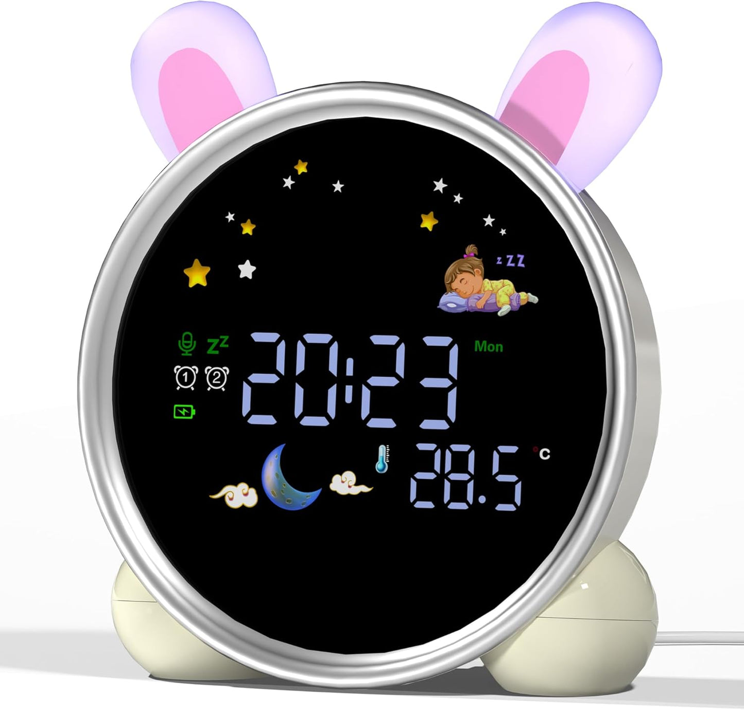 Kids Alarm Clock Ok to Wake Alarm Clock for Kids, Toddlers Night Light Clock for Bedroom, Cat Alarm Clock with Sleep Training and Sound Machine, Birthday Gift for Boy Girls Children