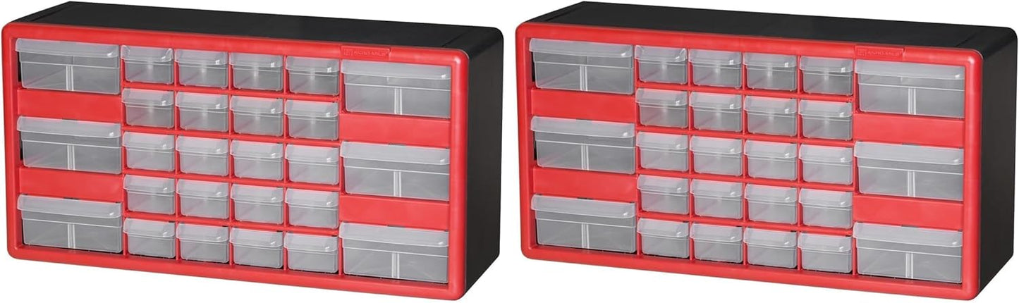 Akro-Mils 44-Drawer Plastic Drawer Storage Cabinet for Garage Organization, Bead Organizer, Building Bricks Storage, Teacher Toolbox, Makeup Organizer, 20" W x 6" D x 16" H, 10144 Black