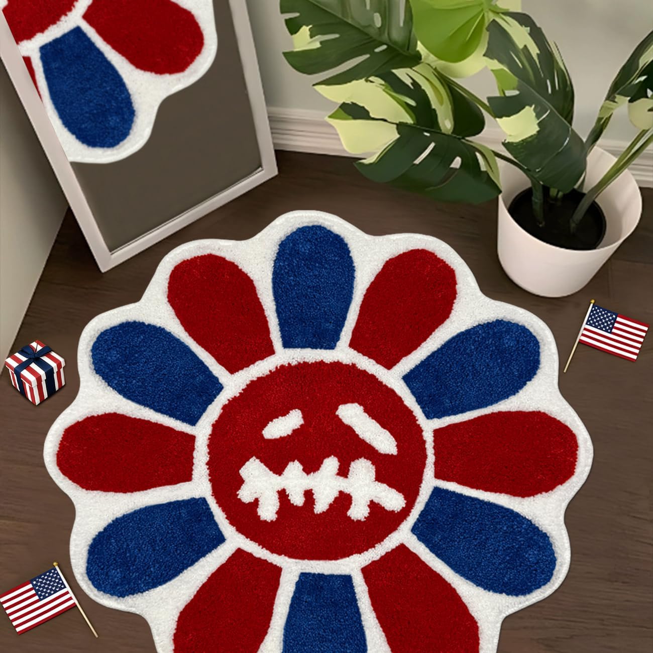 Trippy Happy Face Rug Cool Rugs Tufted Quick Dry Bath Mats for Bathroom Non Slip Bath Mat Water Absorbent 2FT Black Bathroom Rugs Halloween Gothic Ghost Skull Horror Decor Carpet
