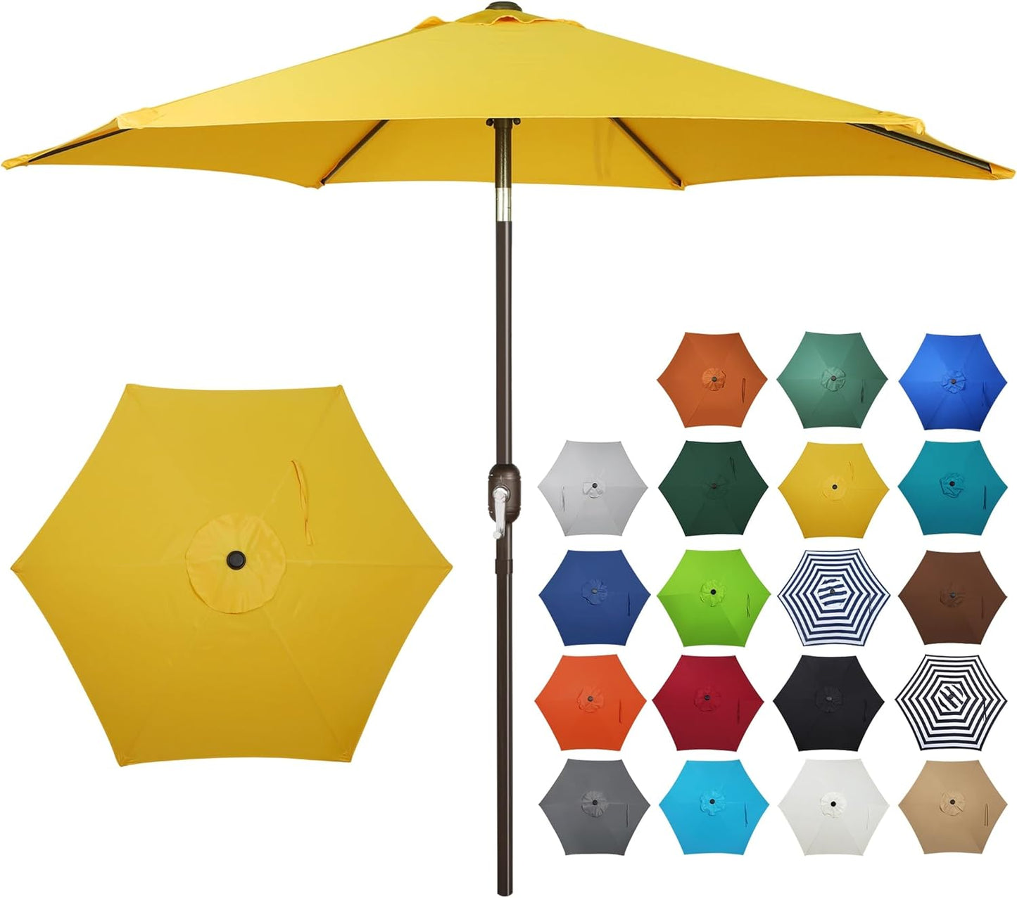 Blissun 7.5 ft Patio Umbrella, Yard Umbrella, Outdoor Market Umbrella with Push Button Tilt Crank (Blue&White)