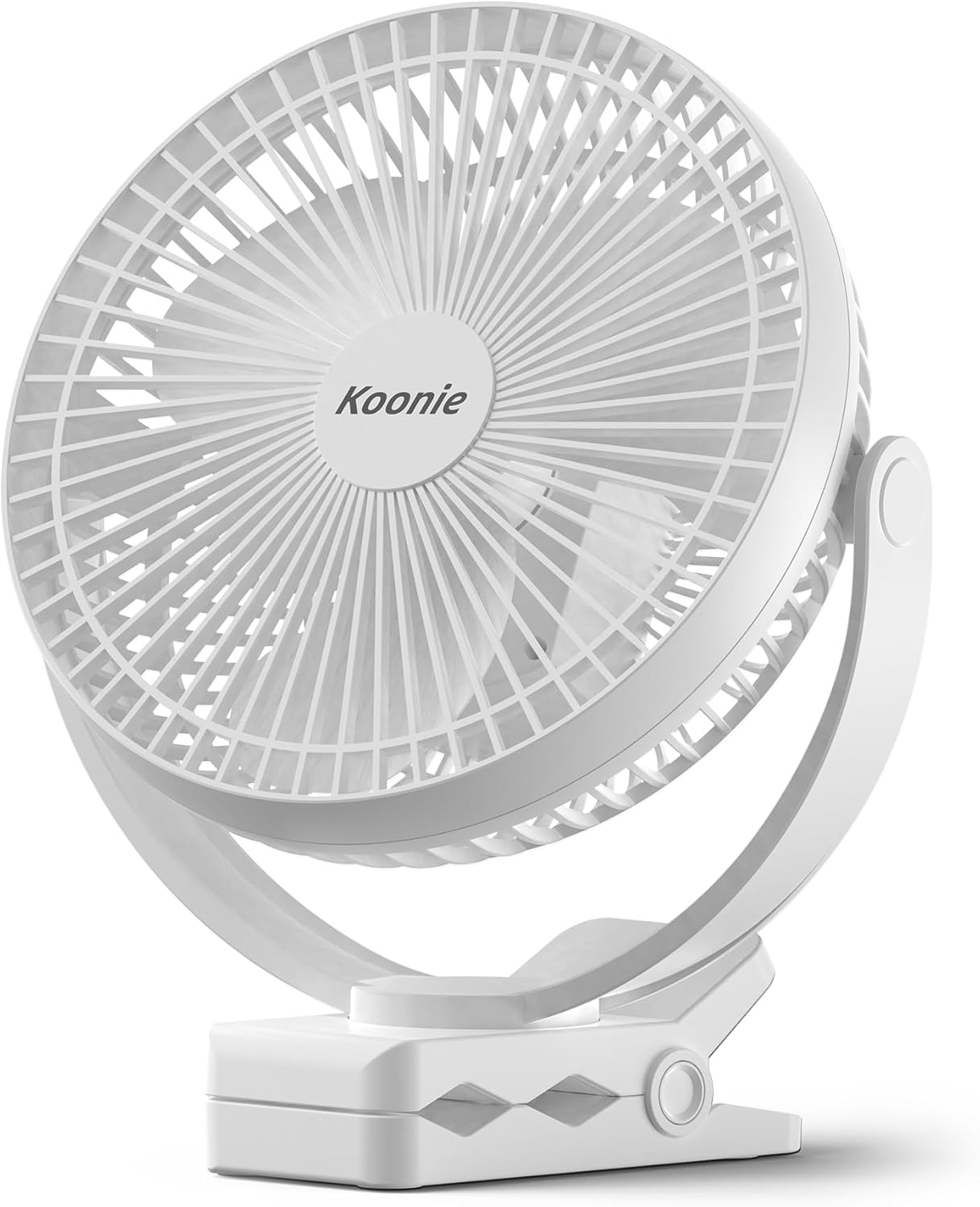 Koonie 10000mAh Clip on Fan Rechargeable, 8-Inch Battery Operated Desk Fan, USB Fan with 4 Speeds, Strong Airflow Sturdy Clamp for Golf Cart Office Desk Outdoor Travel Camping Tent Gym Treadmill,Black