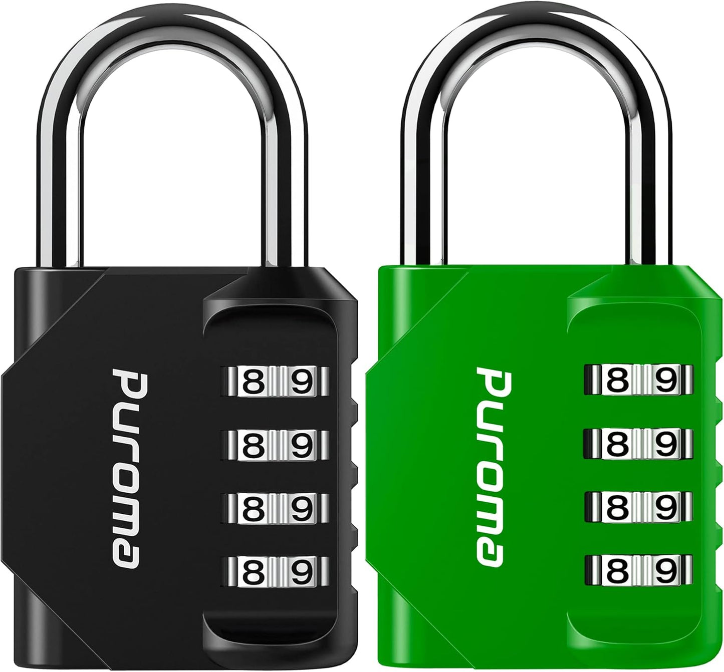 Puroma 2 Pack Combination Lock for Locker 4 Digit Outdoor Waterproof Padlock for School, Gym, Sports, Fence, Toolbox, Gate, Case, Outdoor, Hasp Storage (Black)