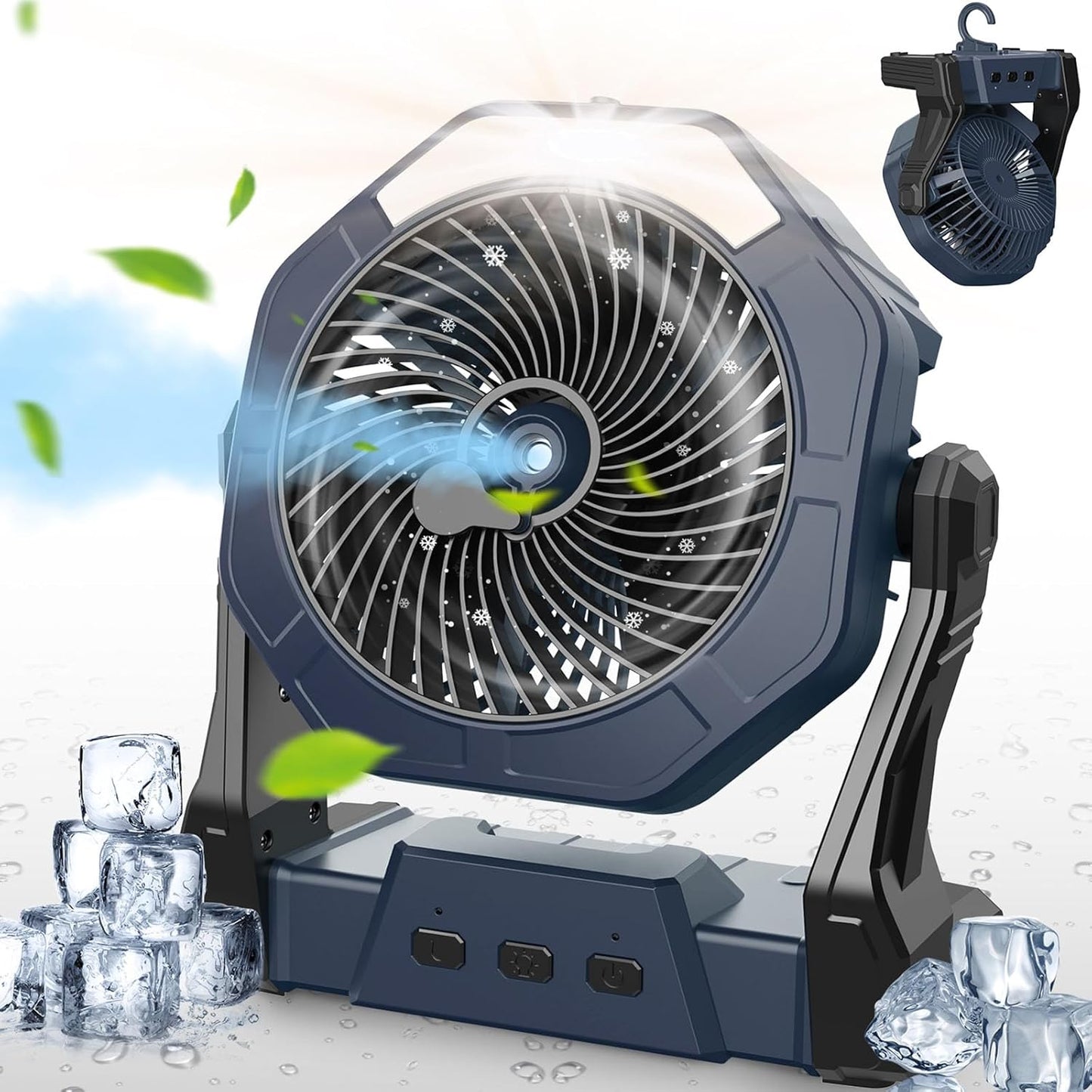 Ausic Portable Misting Camping Fans, [Max 35H Runtime] Outdoor Cooling Fan for Patios, 8 Inch Battery Operated Rechargeable Fans, Water Spray Fan with LED Light, Travel Beach Camp Essential