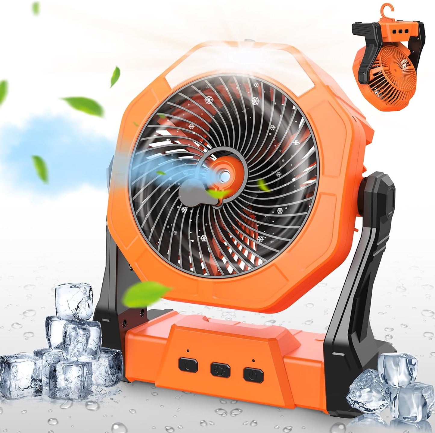 Ausic Portable Misting Camping Fans, [Max 35H Runtime] Outdoor Cooling Fan for Patios, 8 Inch Battery Operated Rechargeable Fans, Water Spray Fan with LED Light, Travel Beach Camp Essential