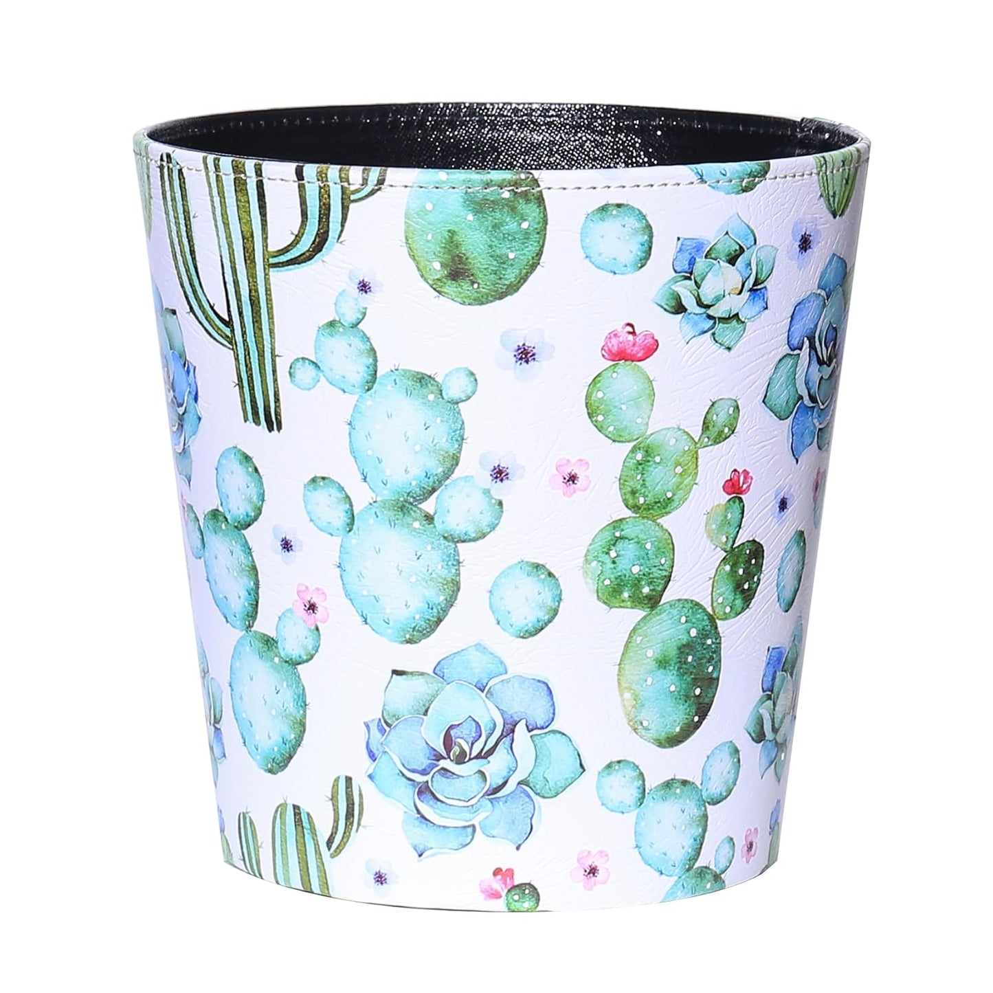 PU Leather Small Trash Can Wastebasket, Round Garbage Container Basket for Bathrooms, Laundry Room, Kitchens, Offices, Kids Rooms, Bedrooms,Dorms,Home Decorative Art Bin, 2.9 Gallon(Blue Butterfly)