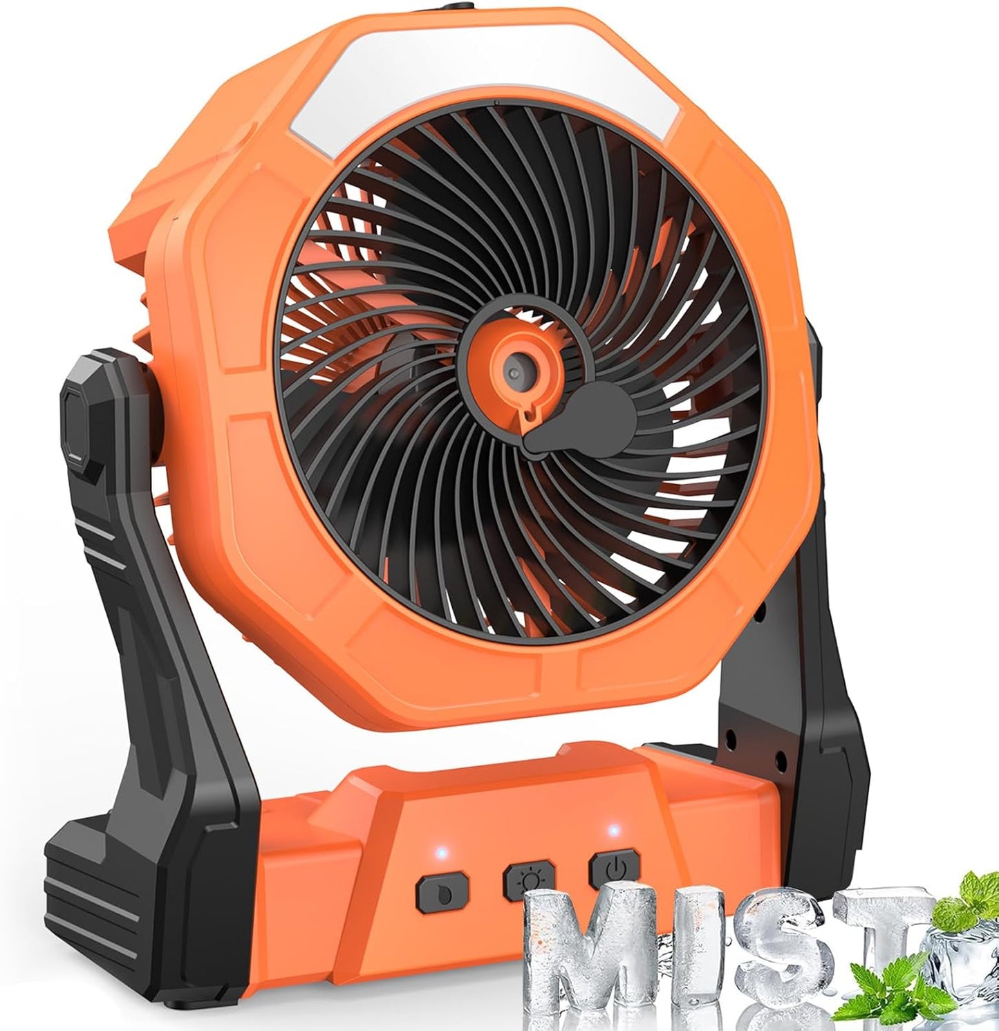 Ausic Portable Misting Fan for Outdoor Cooling, [16-65Hrs] Battery Powered Mist Fans with Water Misters & LED Lantern, 8-Inch, 250mL Tank, for Patios, Home, Outside, Camping, Outdoor&Indoor Use