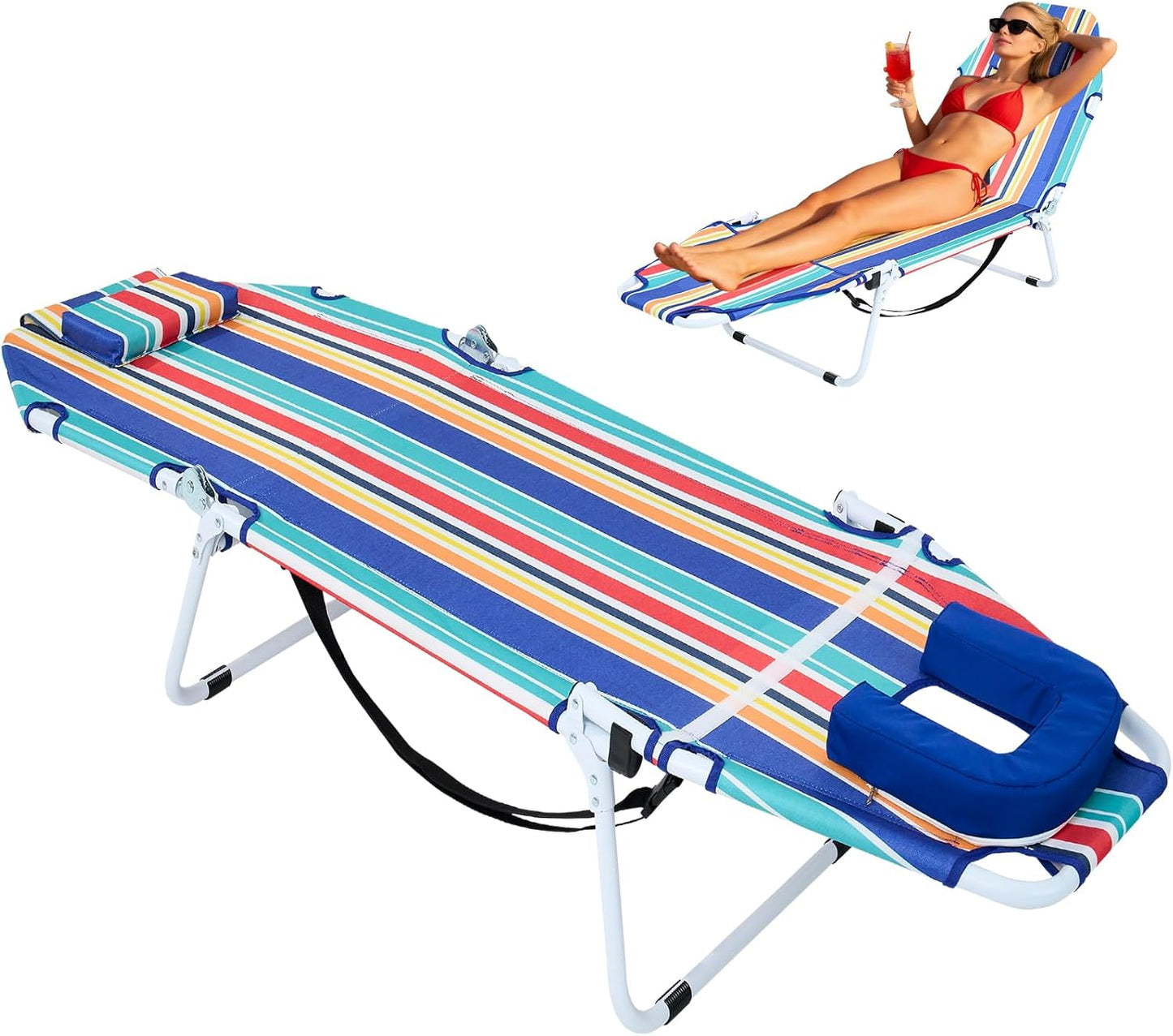 ABORON Chaise Lounge Chair,5 Positions Padded Outdoor Tanning Chair,Heavy Duty Portable Lounge Chair for Outdoor Sunbathing Patio Pool Lawn Deck Poolside,Support up to 440 Lbs