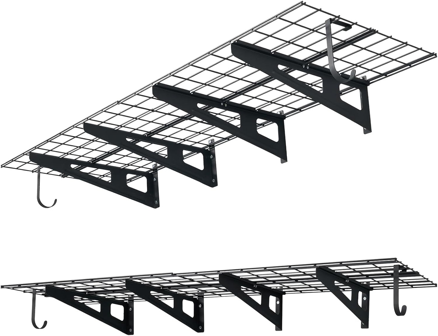 VEVOR 3-Tier Heavy Duty Wall Garage Shelving, 1 x 3 ft Steel Wall Mounted Shelving Unit, 11 x 36 Inch Per Shelf Floating Storage Metal Rack for Garage with 450 lbs Total Weight Capacity, Black