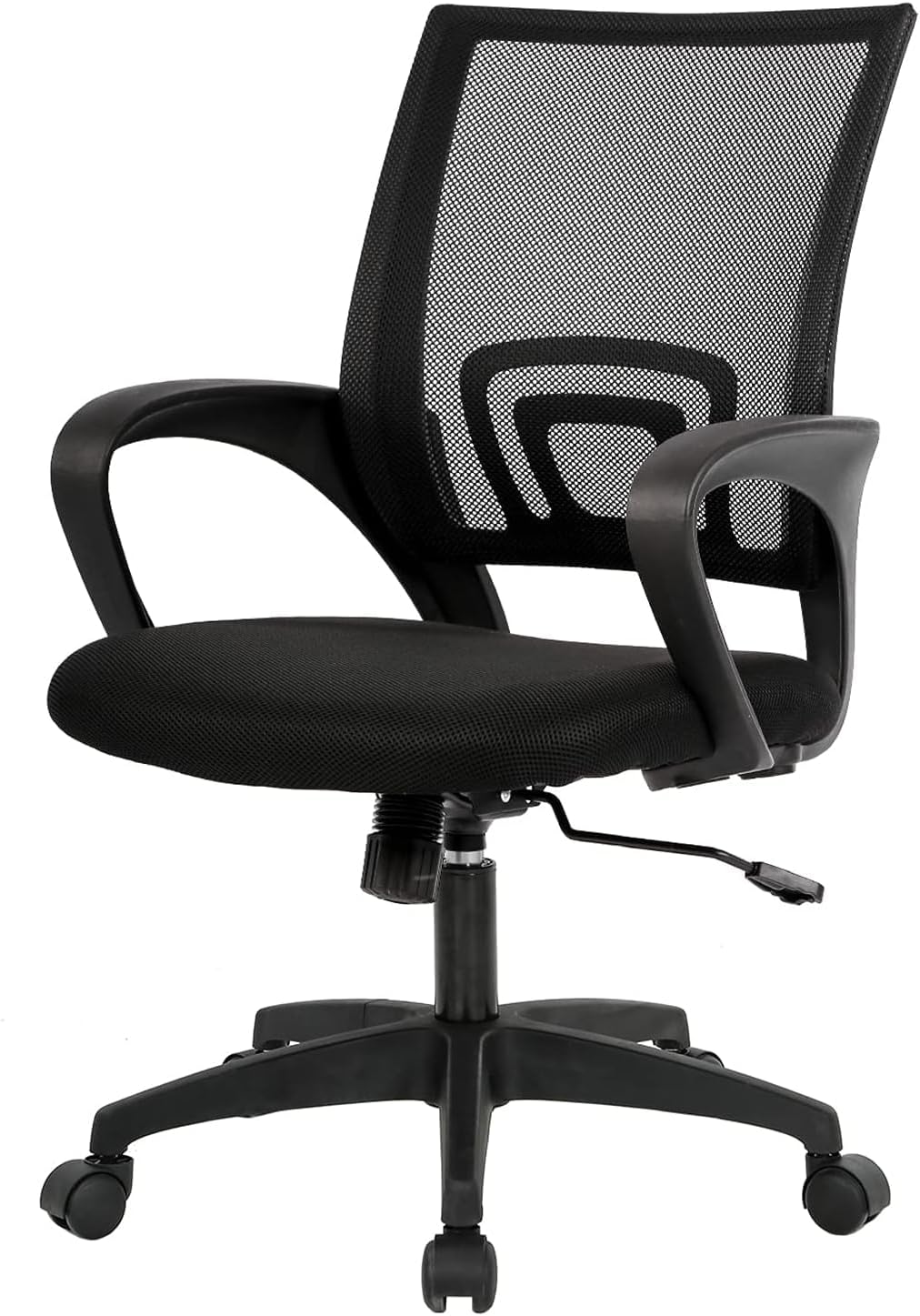 BestOffice | Ergonomic Office Chair | Mid-Back Swivel Desk Chair | Breathable Backrest & Lumbar Support | Adjustable Height | Sponge Seat | Rolling Wheels | White | for Adults & Women