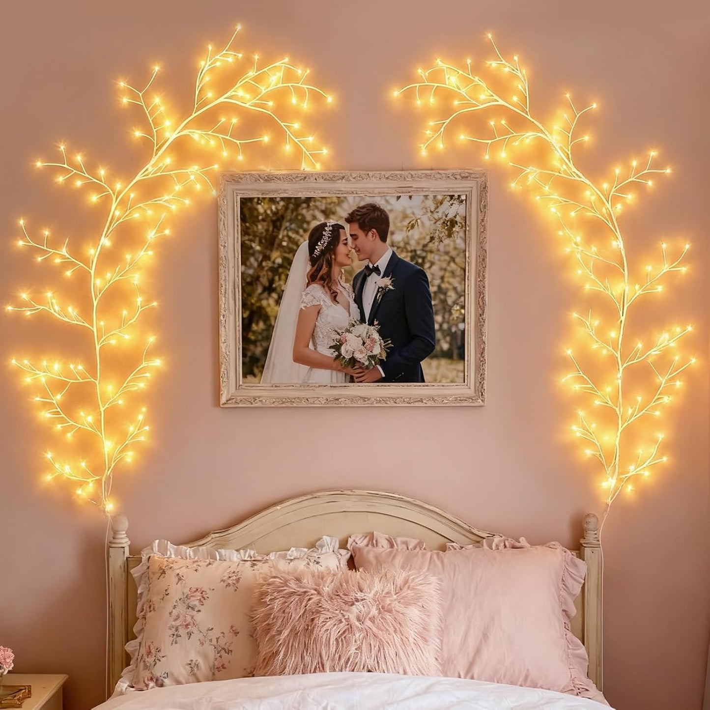 GOESWELL Enchanted Willow Vine Lights with Remote: 7.5Ft 144 LEDs Brown Twig Tree Branch Lights with Timer Dimmer for Indoor Living Room Bedroom Forest Boho Farmhouse Christmas Decor