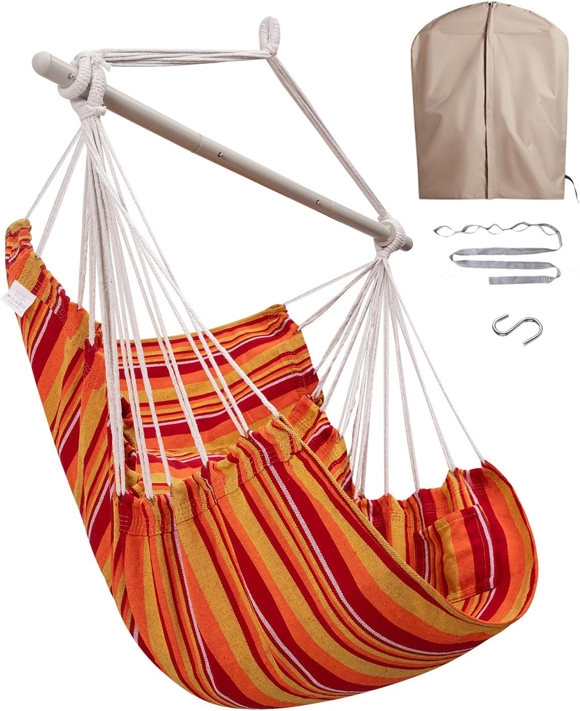 MIZTLI Hammock Chair Swing Indoor Hammock for Bedroom - Max 500 Lbs－Steel Spreader Bar with Anti-Slip Rings-Indoor & Outdoor