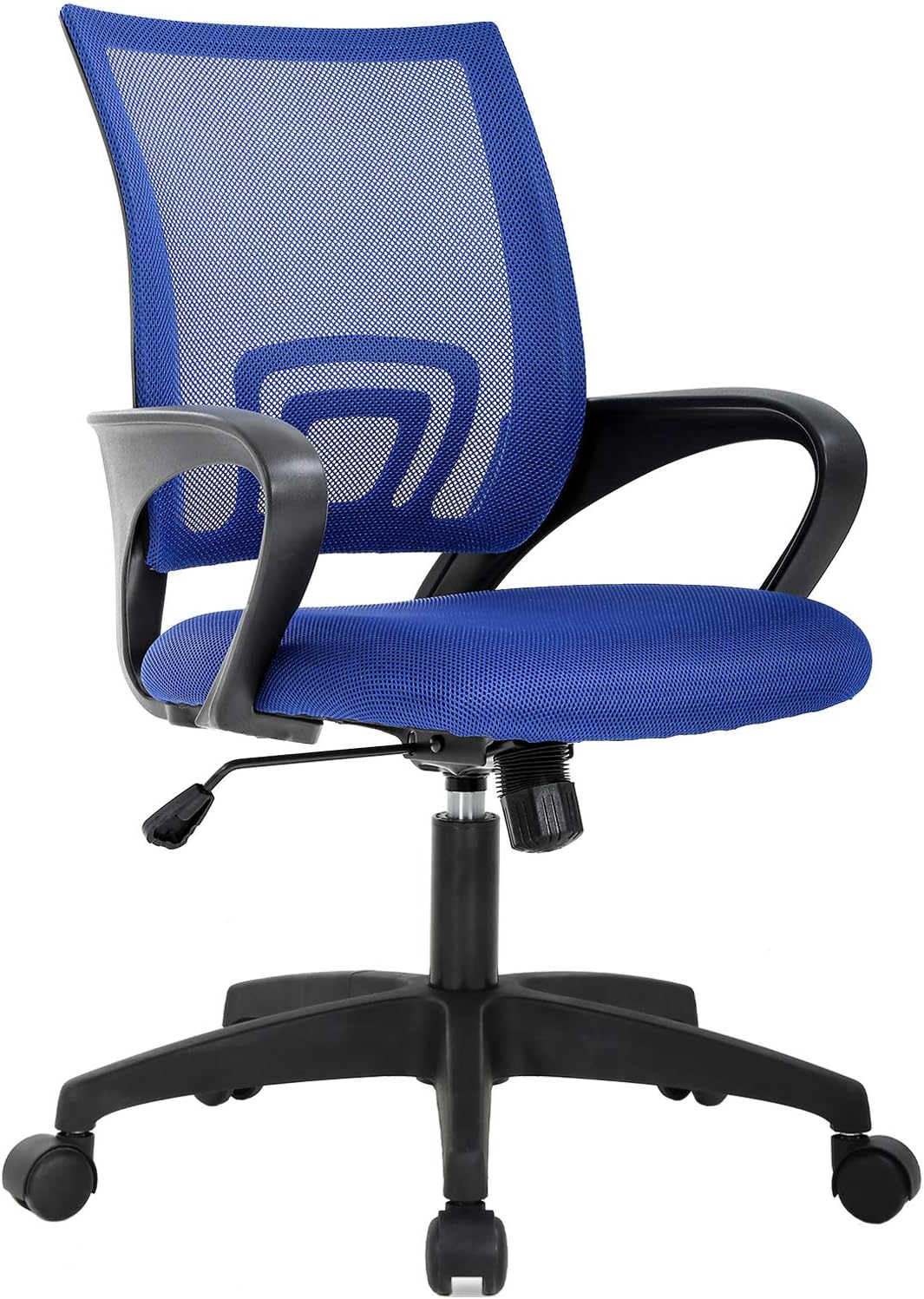 BestOffice | Ergonomic Office Chair | Mid-Back Swivel Desk Chair | Breathable Backrest & Lumbar Support | Adjustable Height | Sponge Seat | Rolling Wheels | Black | for Adults & Women