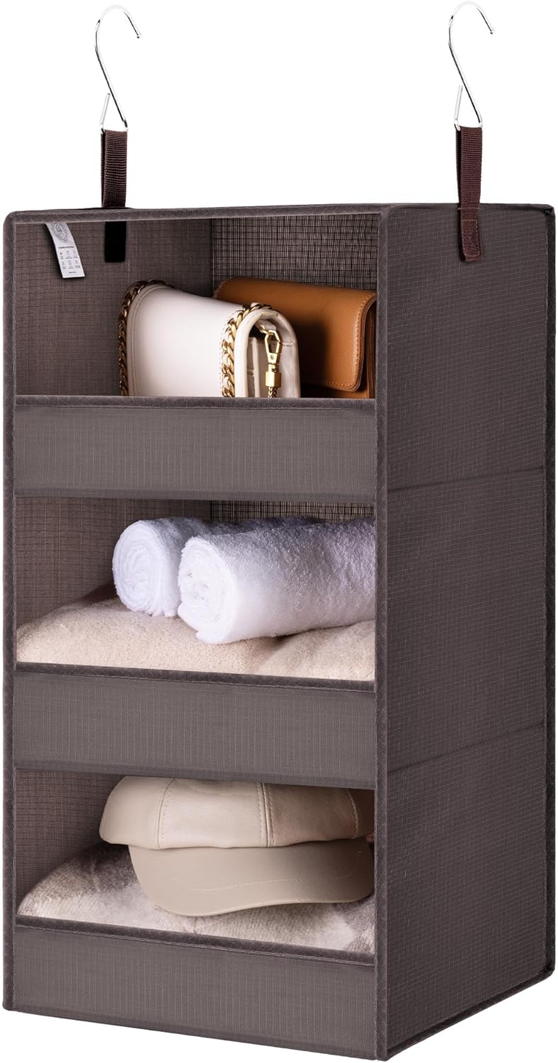 GRANNY SAYS 3-Shelf Hanging Closet Organizer and Storage, Collapsible Hanging Closet Shelves, Hanging Organizer for Closet & RV, Gray, 29 ½" H X 12" W X 12" D, 1-Pack