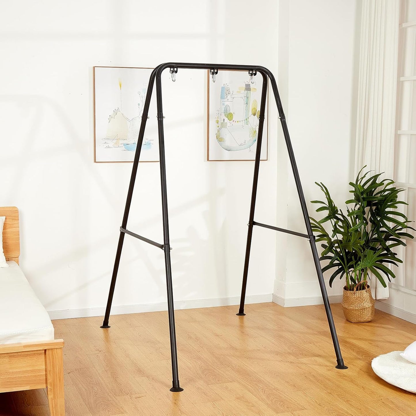 Hammock Chair Stand Only, Heavy Duty Foldable Hammock Stand, 300 lbs Capacity, Portable Hammock Frame for Indoor or Outdoor, Easy to Assemble & Store (Hammock Chair not Included)