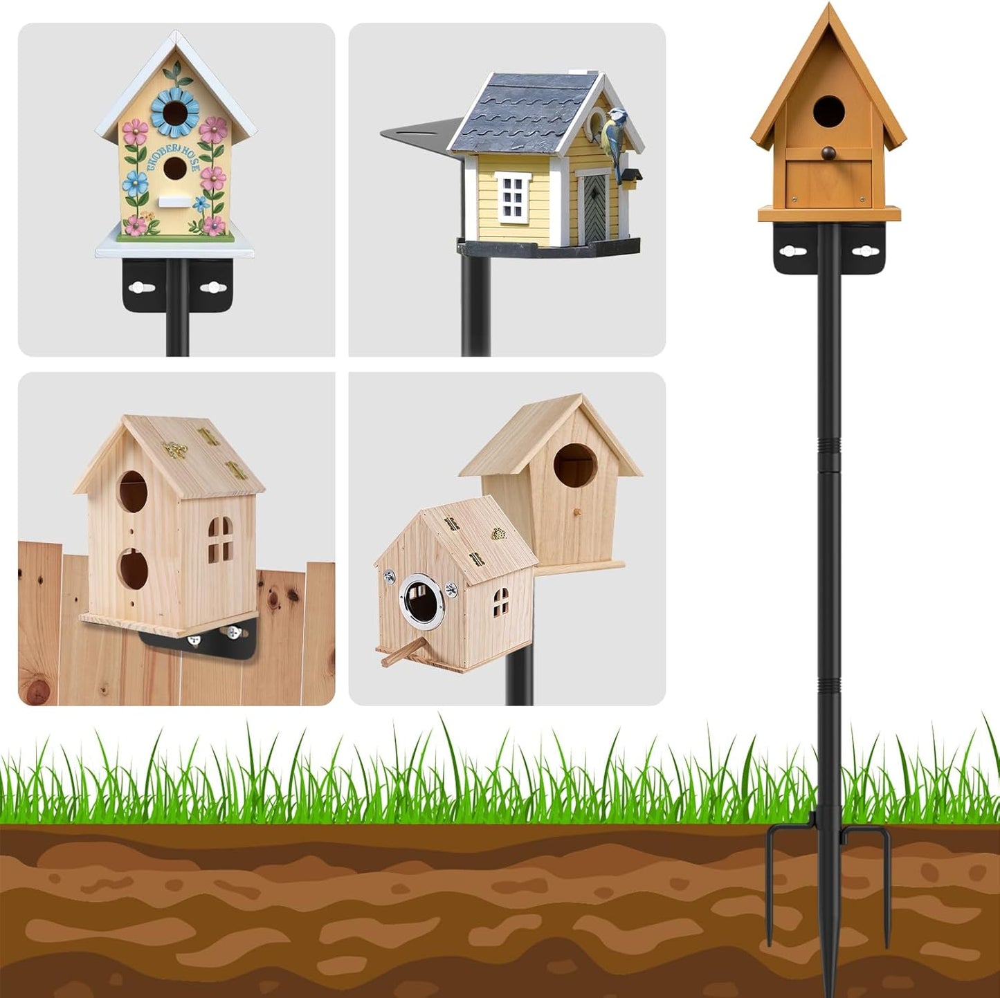 2 Pack 80 Inch Adjustable Bird Feeder Pole,Bird House Pole Suitable for Feeders & Birdhouse,Weather Station,Heavy-Duty Rustproof Design,Enhance Outdoor Decor & Birdwatching Experience