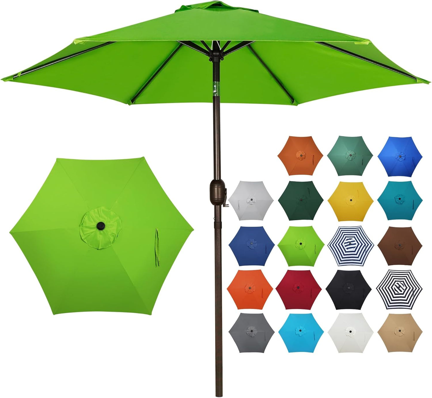 Blissun 7.5 ft Patio Umbrella, Yard Umbrella, Outdoor Market Umbrella with Push Button Tilt Crank (Blue&White)