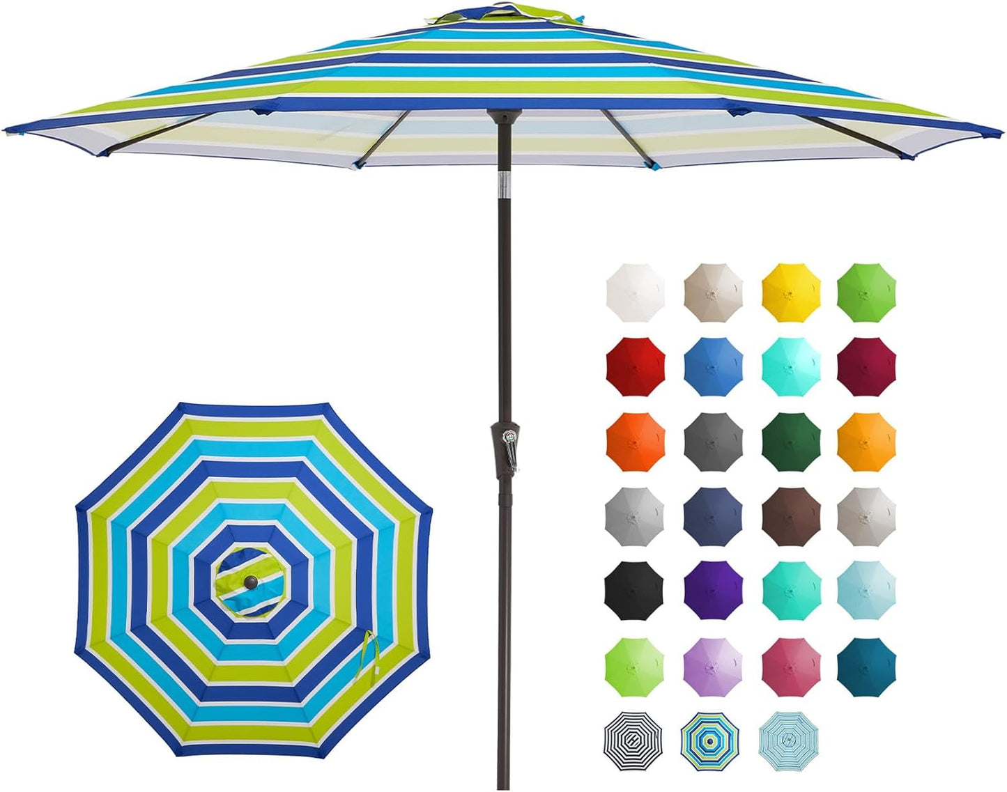 JEAREY 9FT Outdoor Patio Umbrella Outdoor Table Umbrella with Push Button Tilt and Crank, Market Umbrella 8 Sturdy Ribs UV Protection Waterproof for Garden, Deck, Backyard, Pool (Beige)