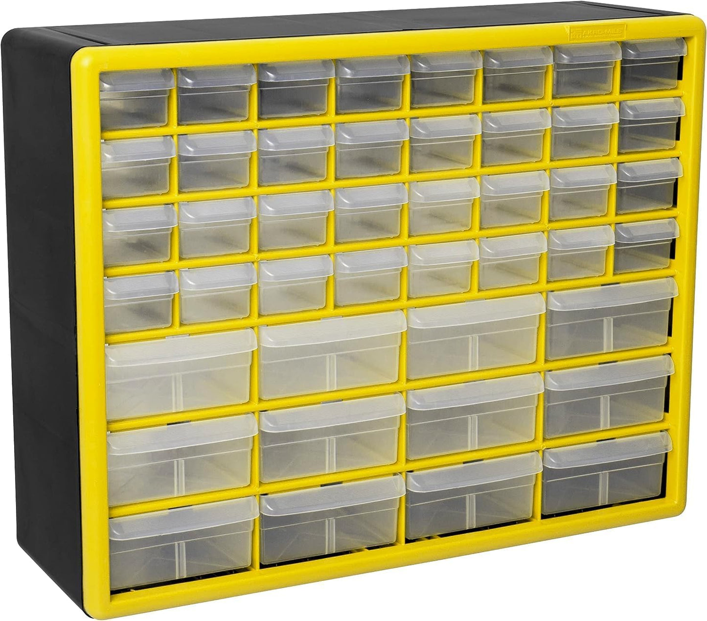Akro-Mils 44-Drawer Plastic Drawer Storage Cabinet for Garage Organization, Bead Organizer, Building Bricks Storage, Teacher Toolbox, Makeup Organizer, 20" W x 6" D x 16" H, 10144 Black