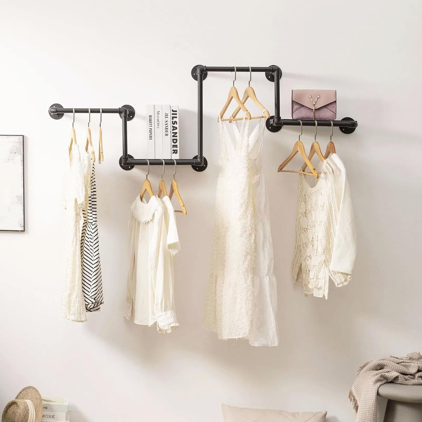 Kids Pipes Dress up Racks, Kids Clothing Racks, Child Garment Racks, Hanging Clothes Rod Storage Shelf Organizers Shelves Shelving, Gold Metal
