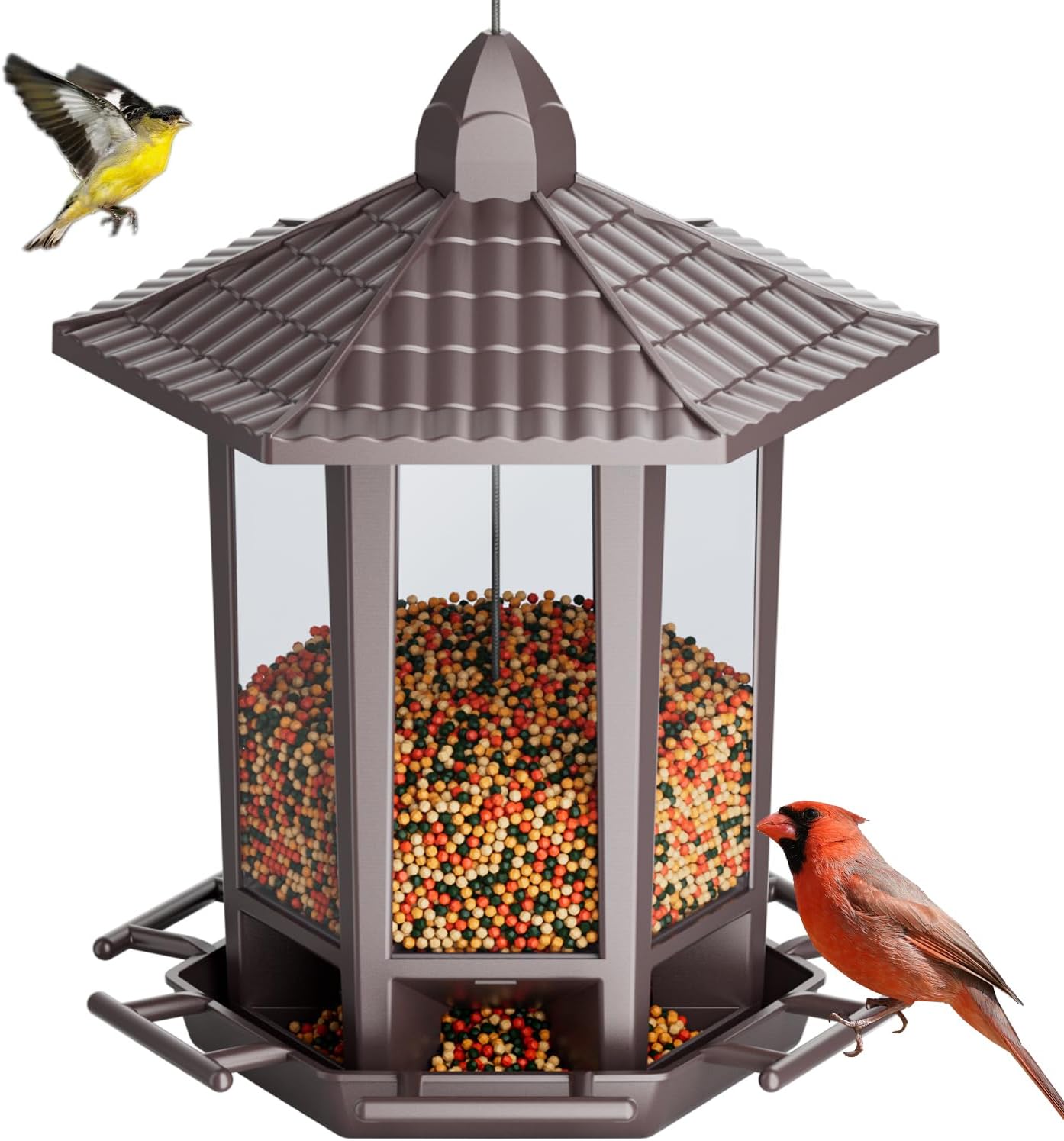 Birdream 2 Pack Bird Feeders for Outdoor Hanging, Retro Pagoda Design Fun Installation Bird Feeder, Attracting Wild Birds Chickadees Goldfinches Cardinals Finches and Sparrows