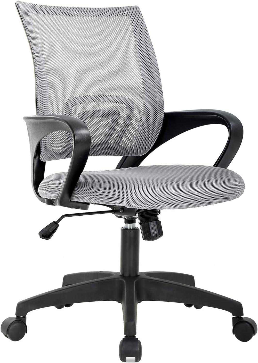 BestOffice | Ergonomic Office Chair | Mid-Back Swivel Desk Chair | Breathable Backrest & Lumbar Support | Adjustable Height | Sponge Seat | Rolling Wheels | White | for Adults & Women