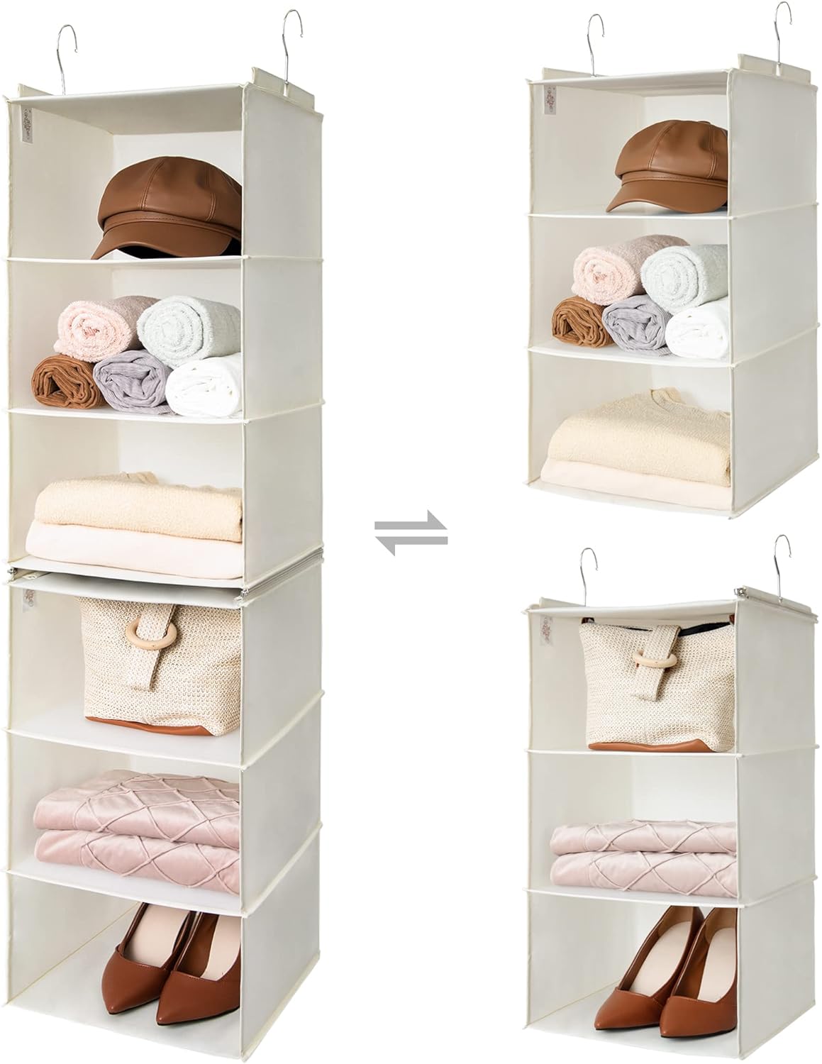 GRANNY SAYS 3-Shelf Hanging Closet Organizer and Storage, Collapsible Hanging Closet Shelves, Hanging Organizer for Closet & RV, Gray, 29 ½" H X 12" W X 12" D, 1-Pack