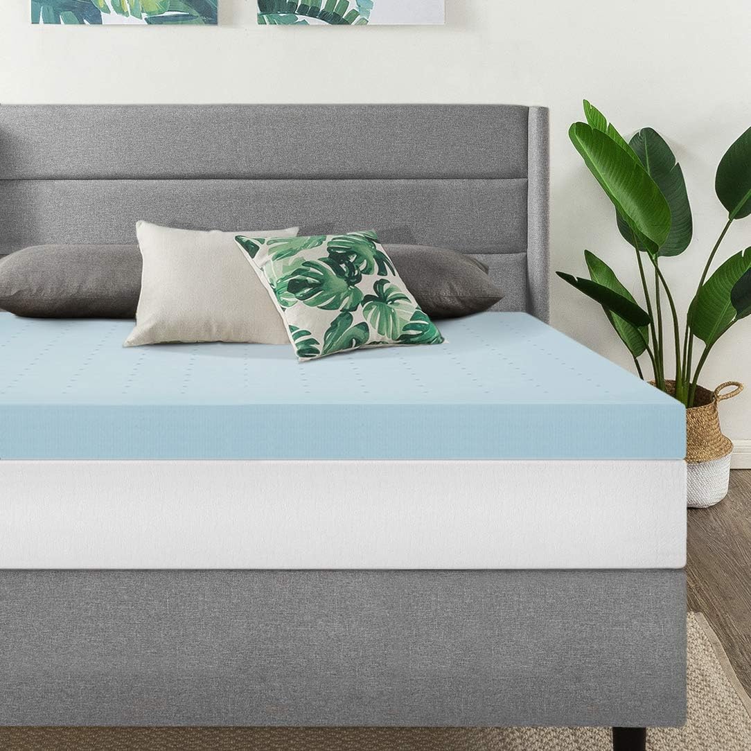 Best Price Mattress 1.5 Inch Ventilated Memory Foam Mattress Topper, Cooling Gel Infusion, CertiPUR-US Certified, Dorm Essentials, Queen