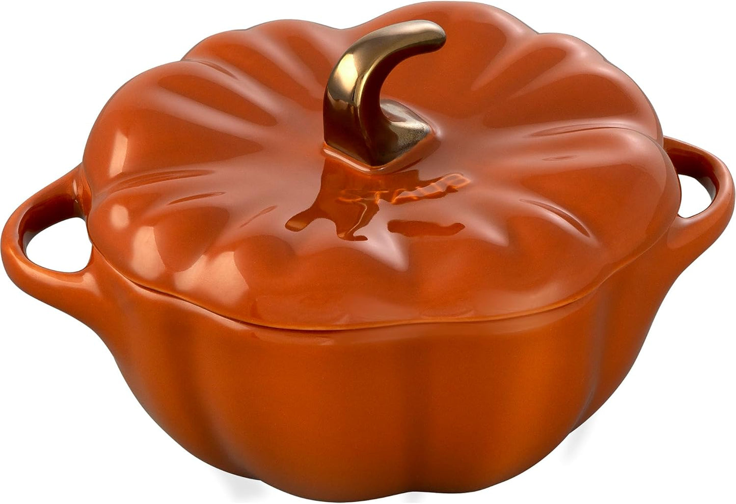 STAUB 0.5-qt Petite Ceramic, Oven & Stove Safe up to 572°F, Pumpkin Dish, Baking , Candy Dish, Burnt Orange