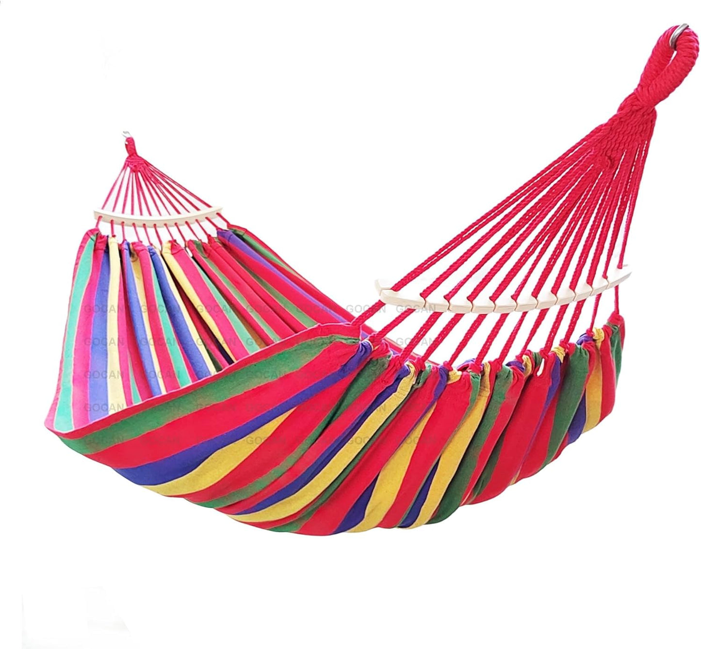 GOCAN Double Hammock 2 Person Extra Large 220x150cm Total Length 330cm Load 500lb Canvas Cotton Hammock for Patio Porch Garden Backyard Lounging Outdoor and Indoor with Removable Spreader bar