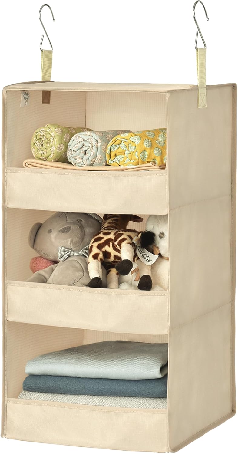 GRANNY SAYS 3-Shelf Hanging Closet Organizer and Storage, Collapsible Hanging Closet Shelves, Hanging Organizer for Closet & RV, Gray, 29 ½" H X 12" W X 12" D, 1-Pack