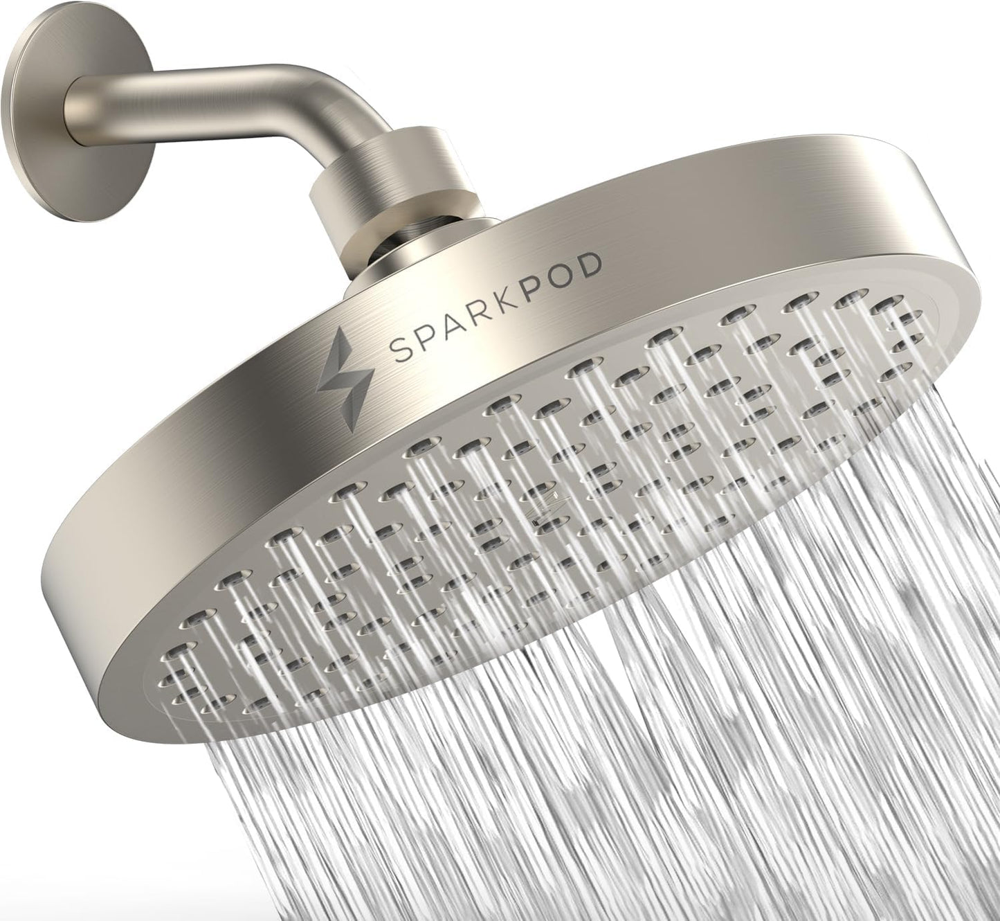 SparkPod Shower Head - High Pressure Rain - Premium Quality Luxury Design - Easy Clean Adjustable Replacement for Your Bathroom Shower Heads (Luxury Polished Chrome, 6 Inch Round)