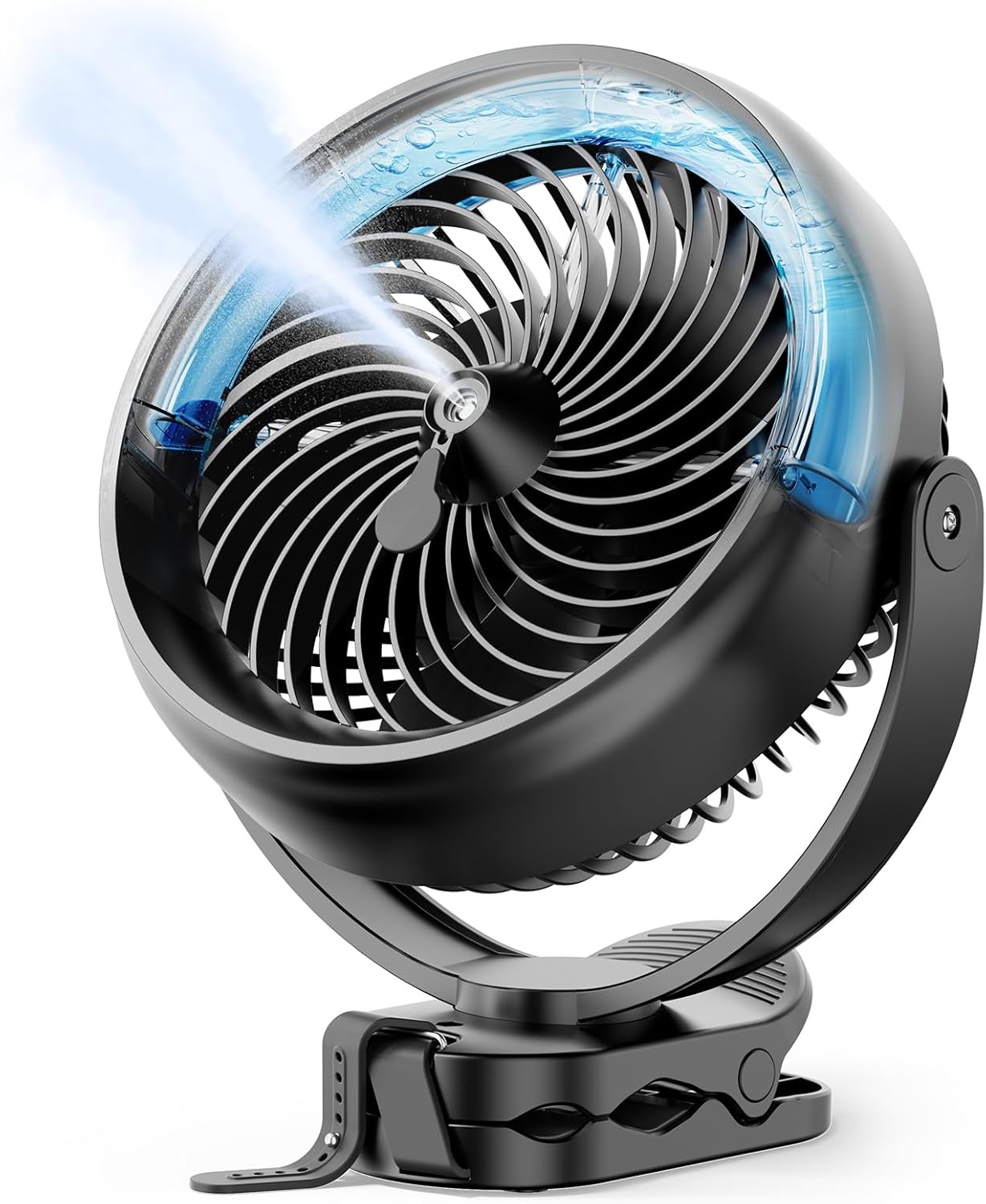Koonie 10000mAh Clip on Fan Rechargeable, 8-Inch Battery Operated Desk Fan, USB Fan with 4 Speeds, Strong Airflow Sturdy Clamp for Golf Cart Office Desk Outdoor Travel Camping Tent Gym Treadmill,Black