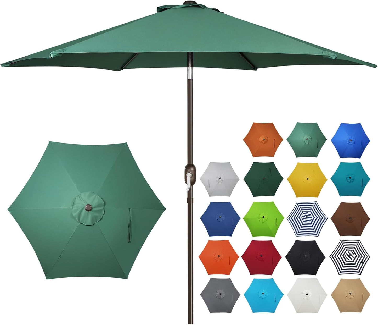 Blissun 7.5 ft Patio Umbrella, Yard Umbrella, Outdoor Market Umbrella with Push Button Tilt Crank (Blue&White)