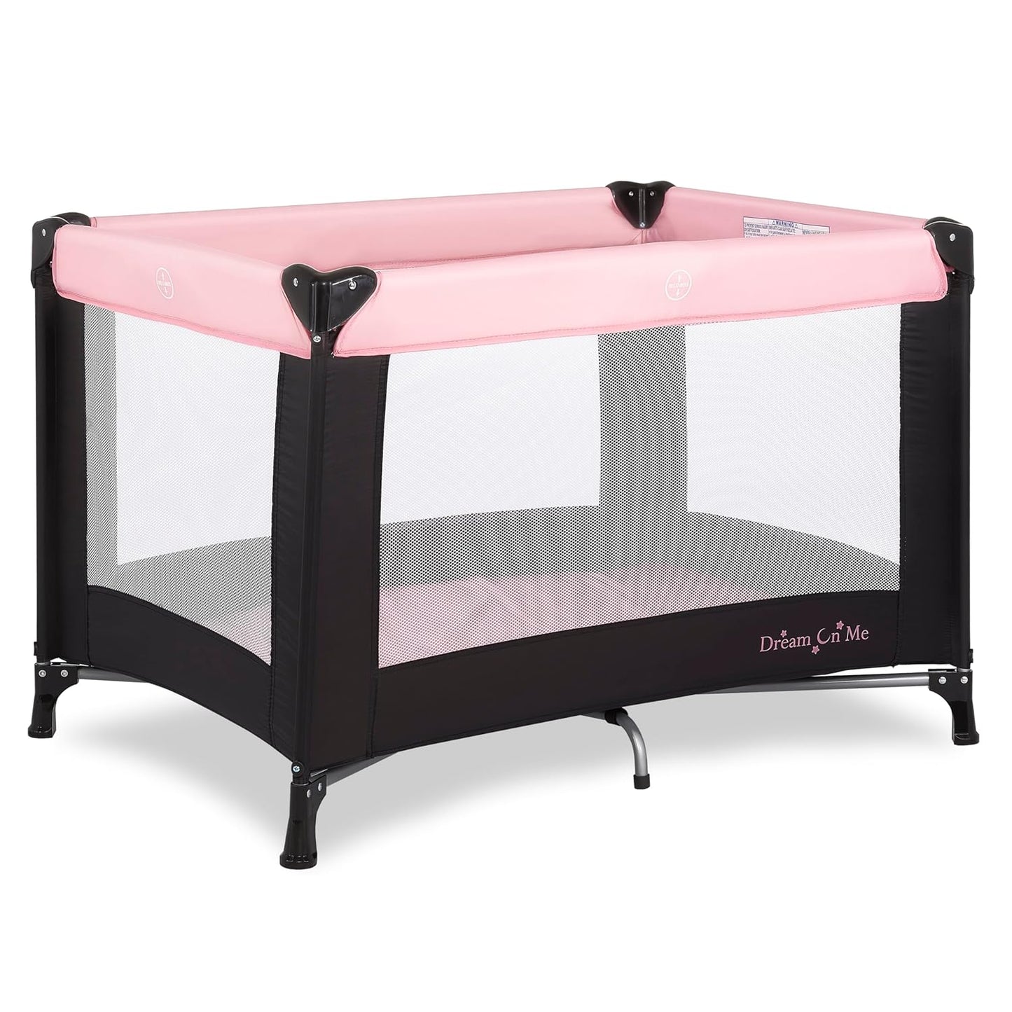 Dream On Me Nest Portable Playard in Black with Carrybag an Shoulder Strap, Lightweight, Packable and Easy Setup Baby Playard, Breathable Mesh Sides and Soft Fabric - Comes with a Removable Padded Mat