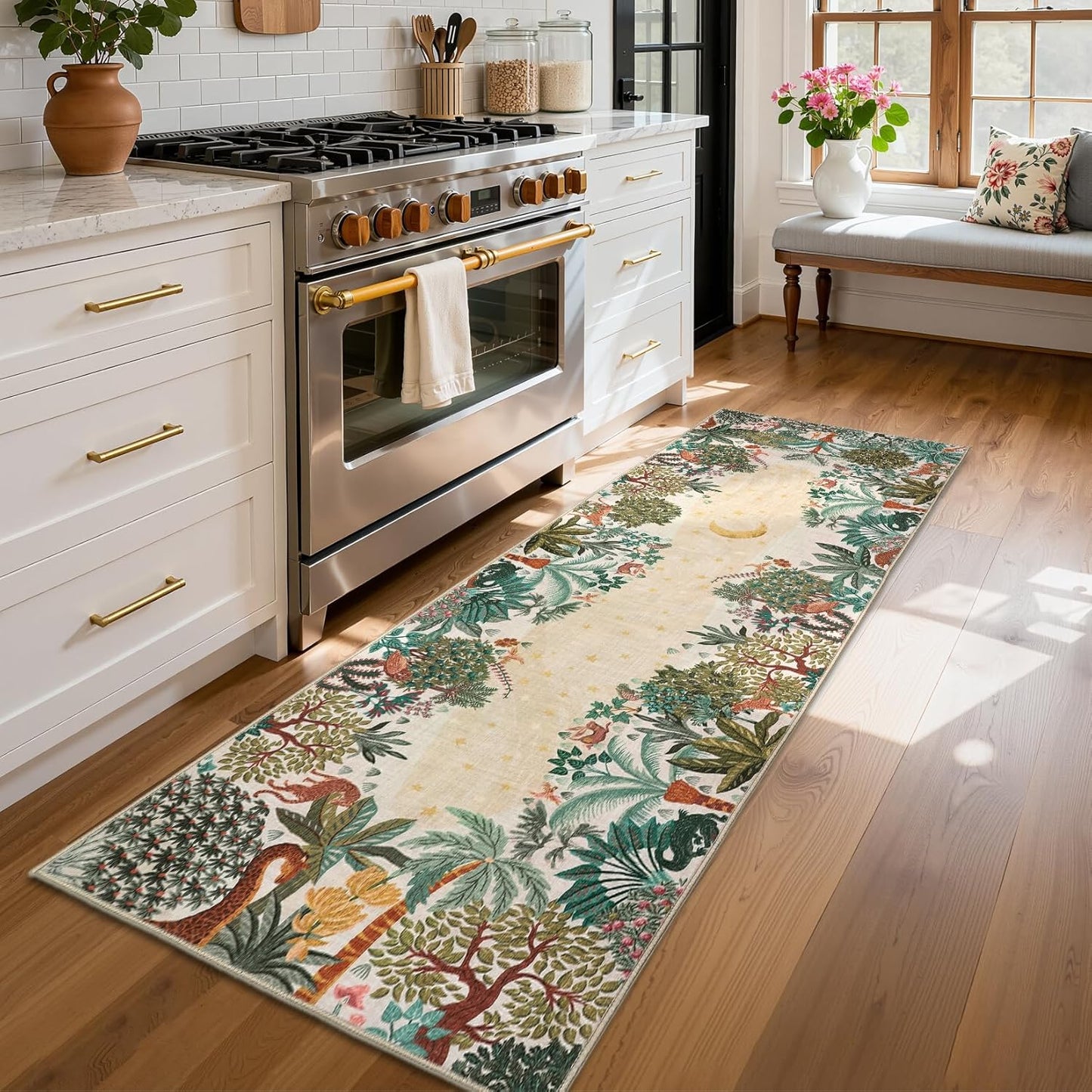 GarveeHome 4x6 Washable Area Rug for Kids Room, Jungle Animal Soft Bedroom Rug Non Slip Low Pile Small Carpet Stain Resistant Throw Rug for Bedside Playroom Classroom Office Dining Room