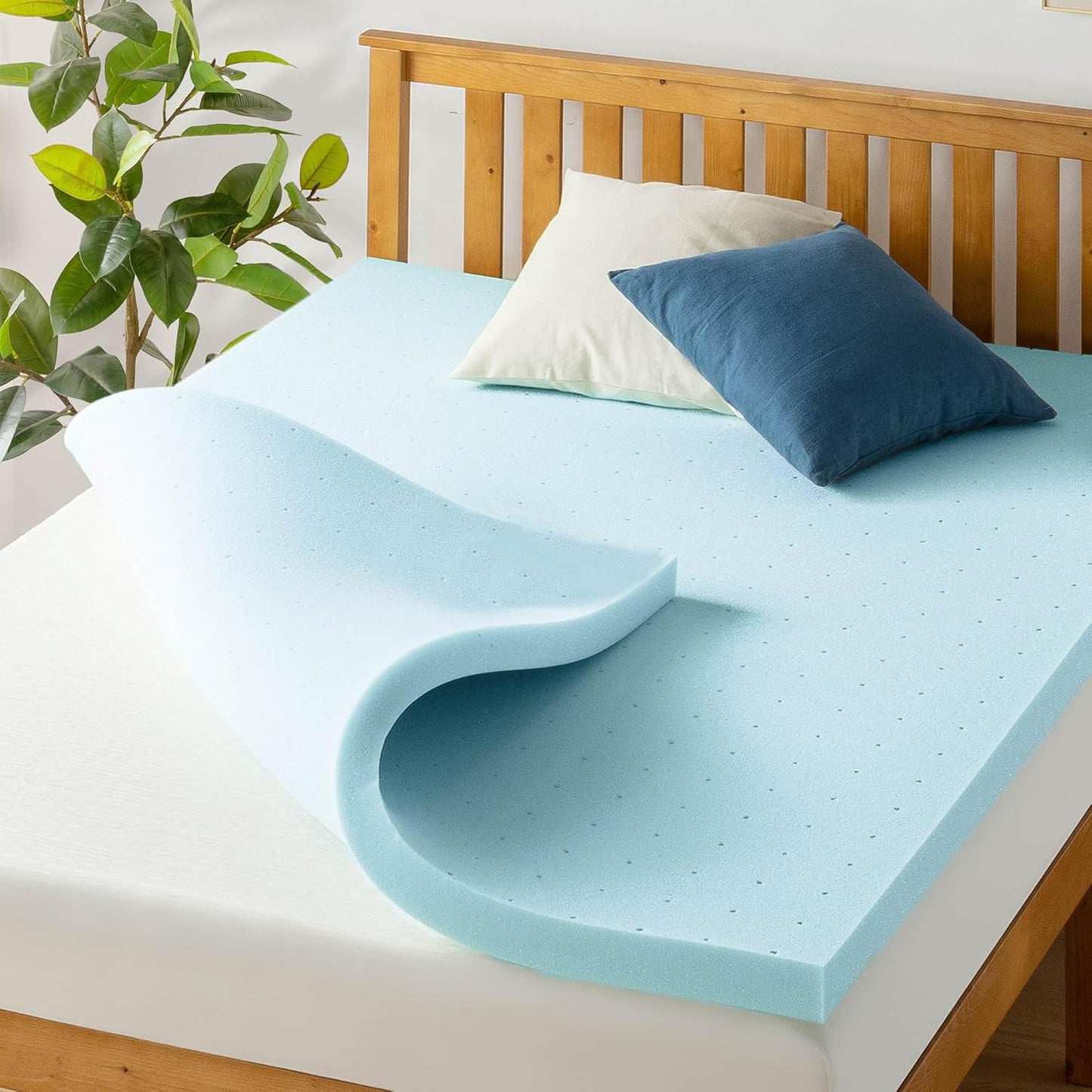 Best Price Mattress 1.5 Inch Ventilated Memory Foam Mattress Topper, Cooling Gel Infusion, CertiPUR-US Certified, Dorm Essentials, Queen