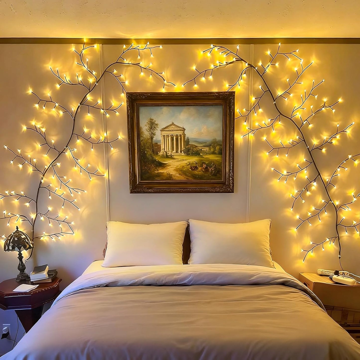 GOESWELL Enchanted Willow Vine Lights with Remote: 7.5Ft 144 LEDs Brown Twig Tree Branch Lights with Timer Dimmer for Indoor Living Room Bedroom Forest Boho Farmhouse Christmas Decor